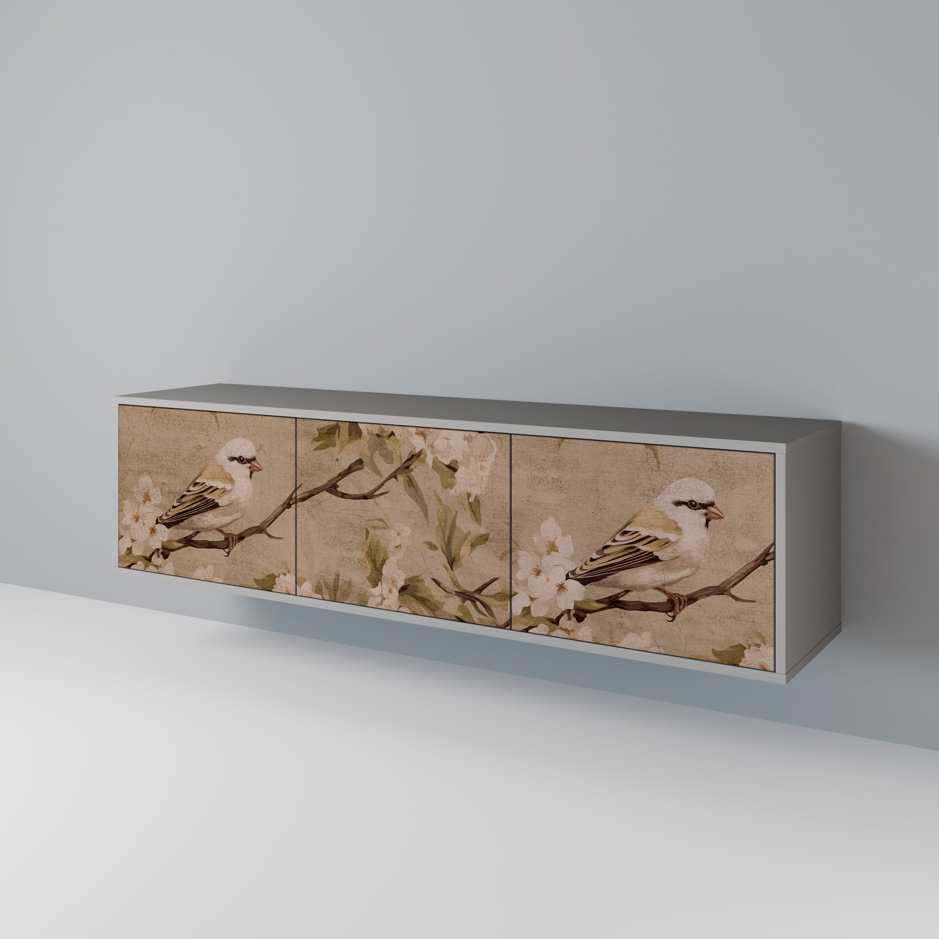 PETAL DISTINGUISH Móvel de TV com 3 Portas em Acabamento Cinzento