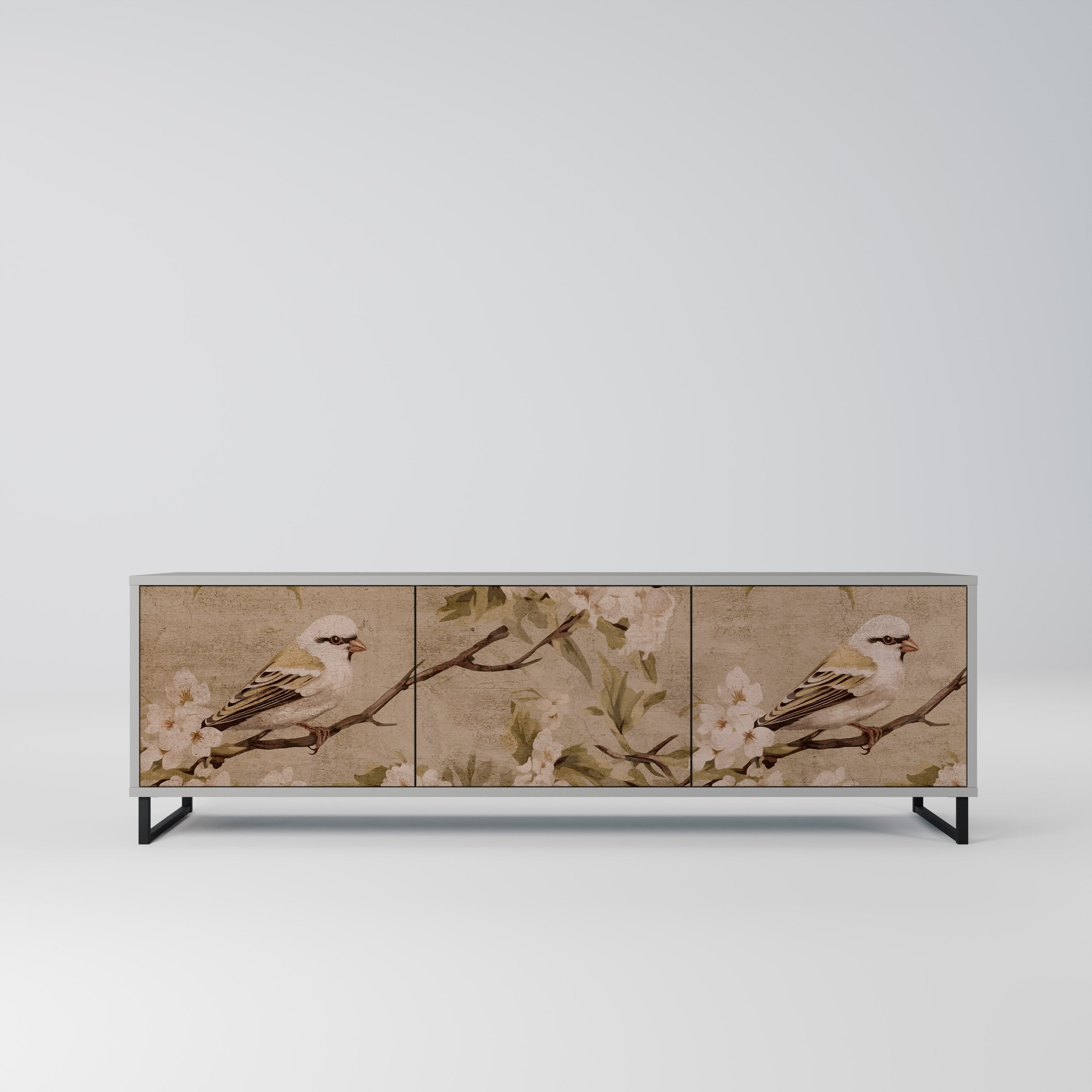 PETAL DISTINGUISH Móvel de TV com 3 Portas em Acabamento Cinzento