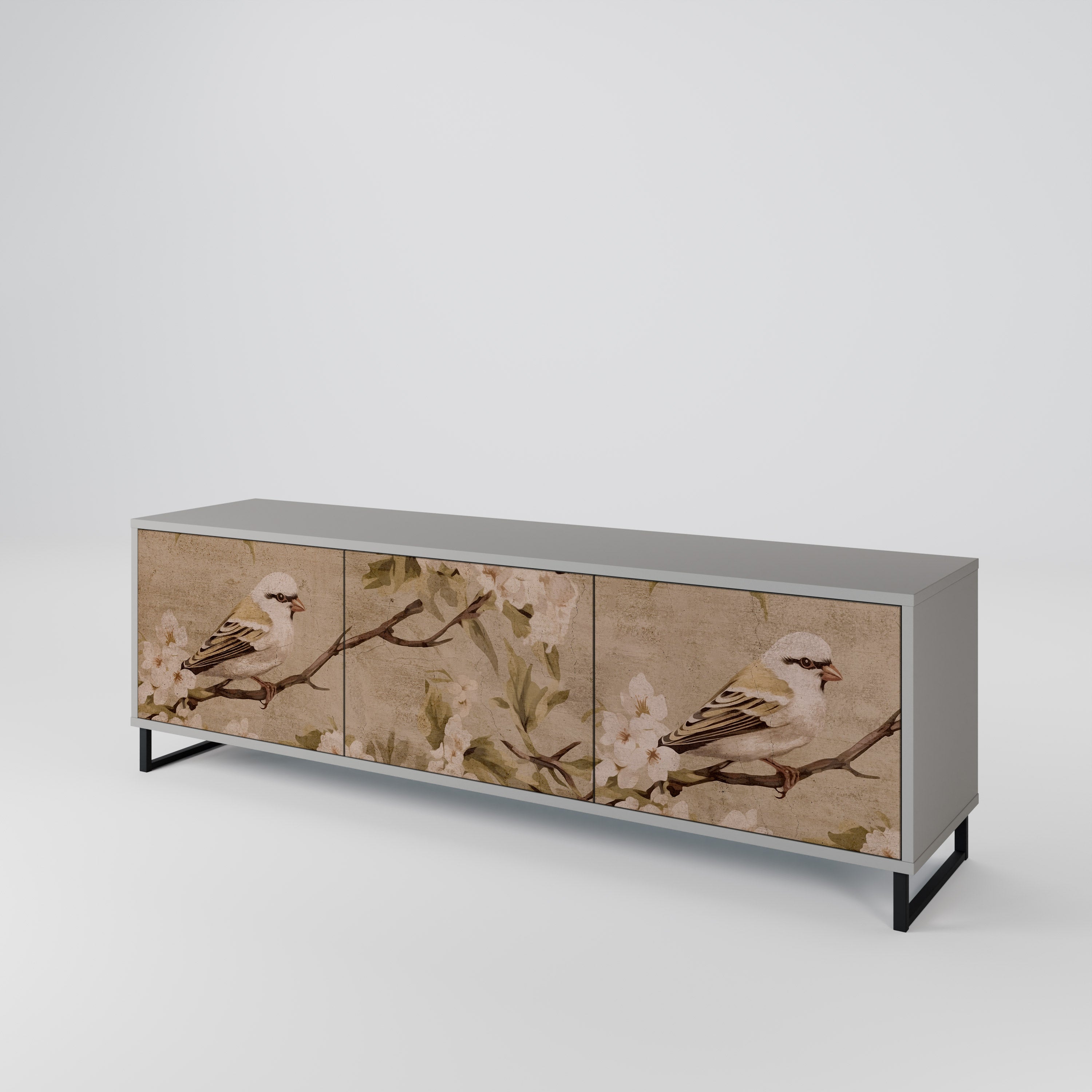 PETAL DISTINGUISH Móvel de TV com 3 Portas em Acabamento Cinzento