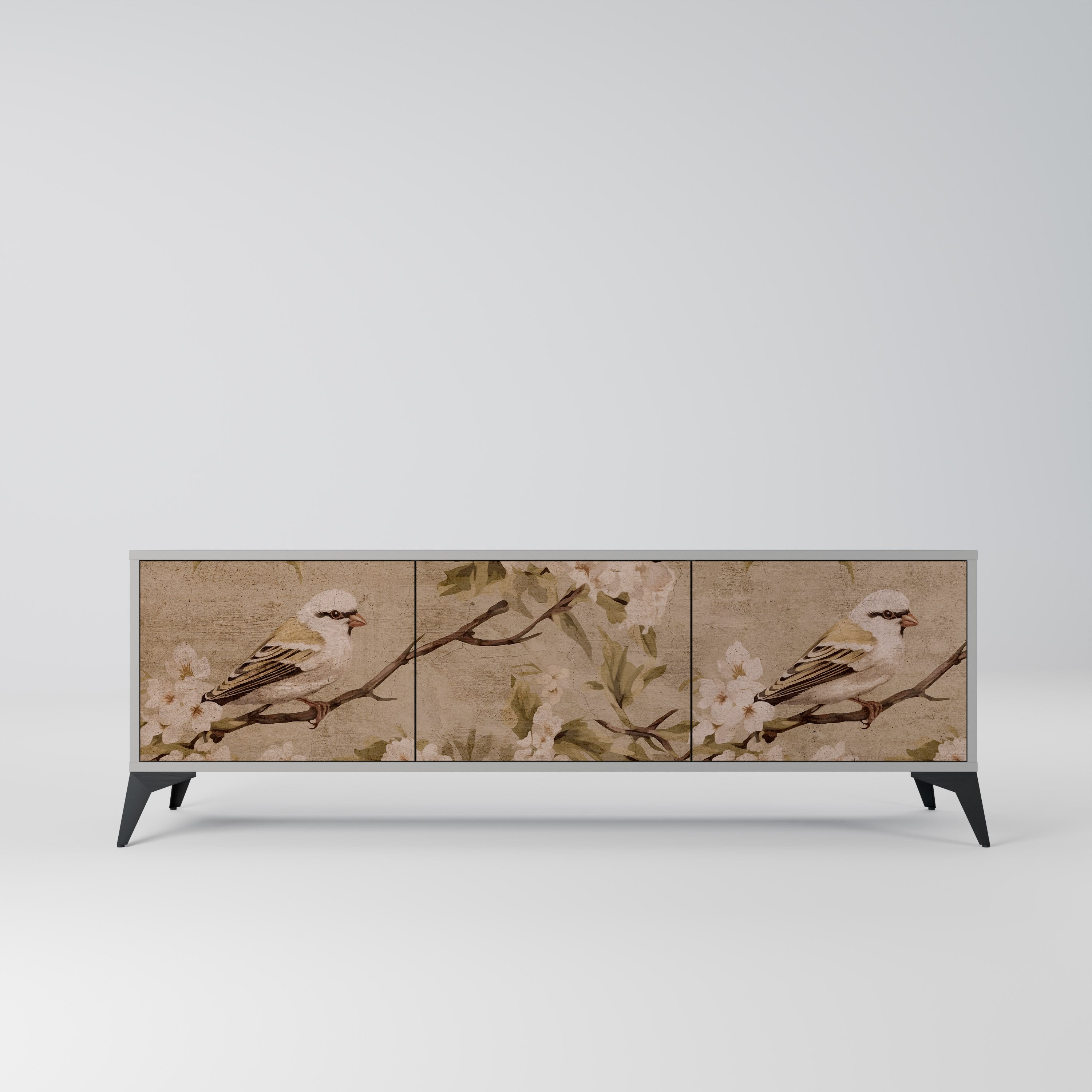 PETAL DISTINGUISH Móvel de TV com 3 Portas em Acabamento Cinzento