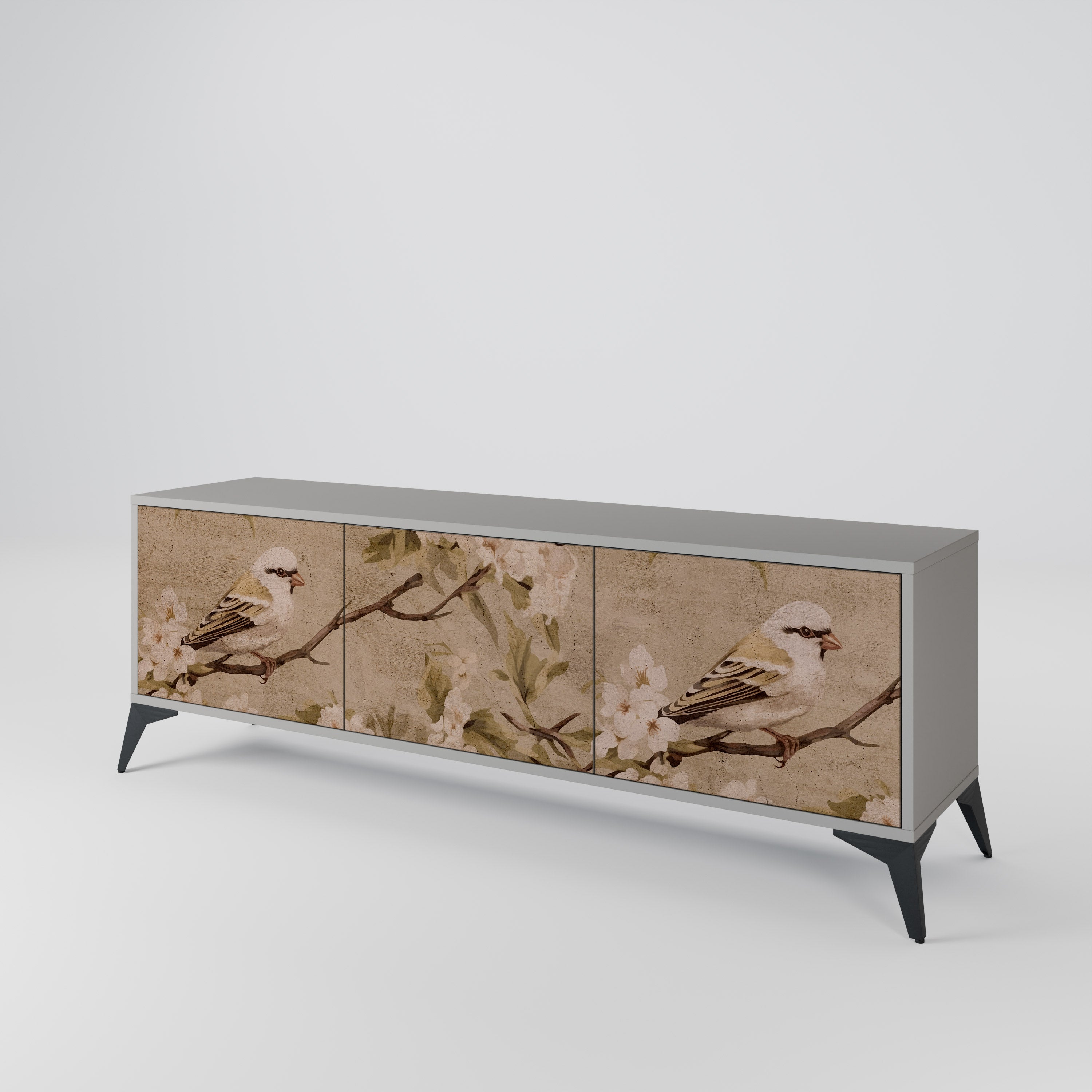 PETAL DISTINGUISH Móvel de TV com 3 Portas em Acabamento Cinzento