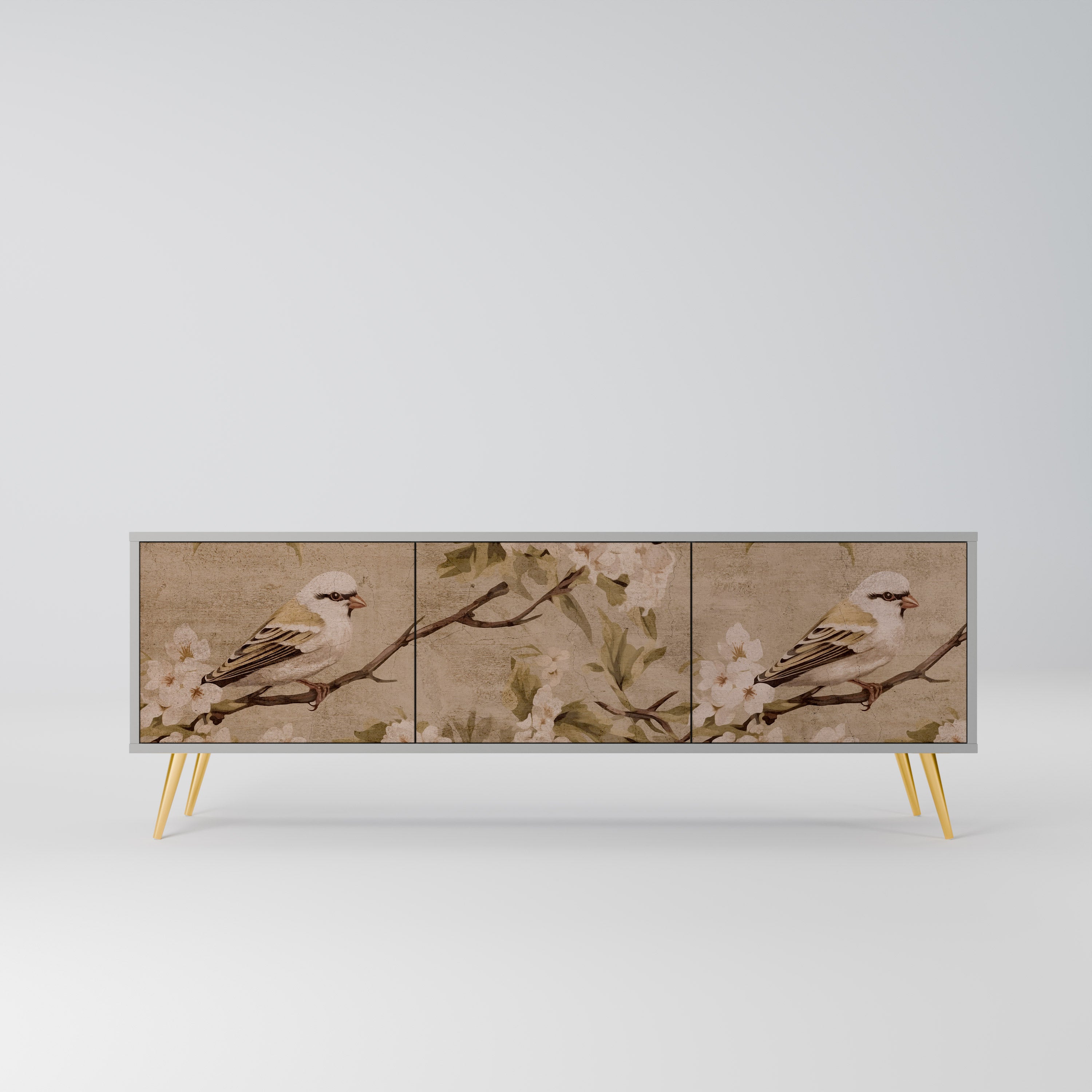 PETAL DISTINGUISH Móvel de TV com 3 Portas em Acabamento Cinzento