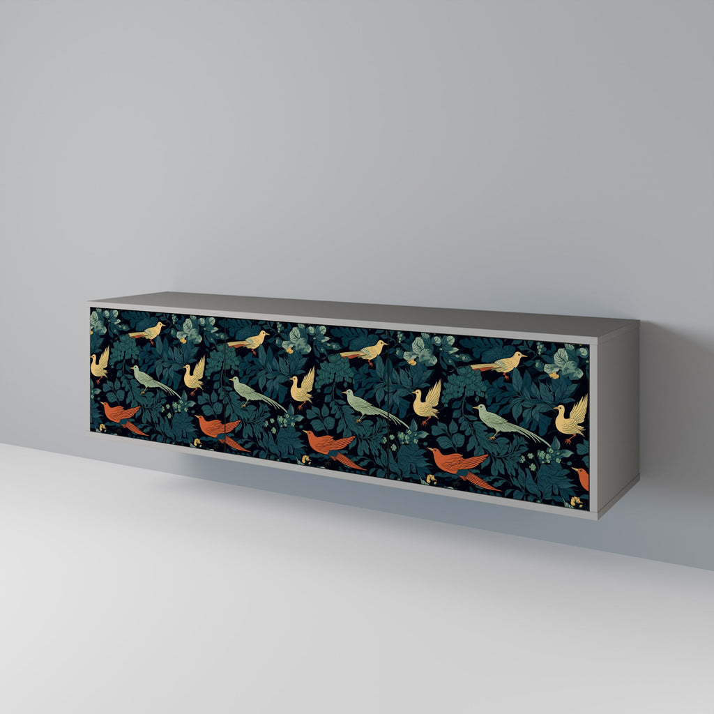 FOWL ORNAMENT Móvel de TV com 3 Portas em Acabamento Cinzento