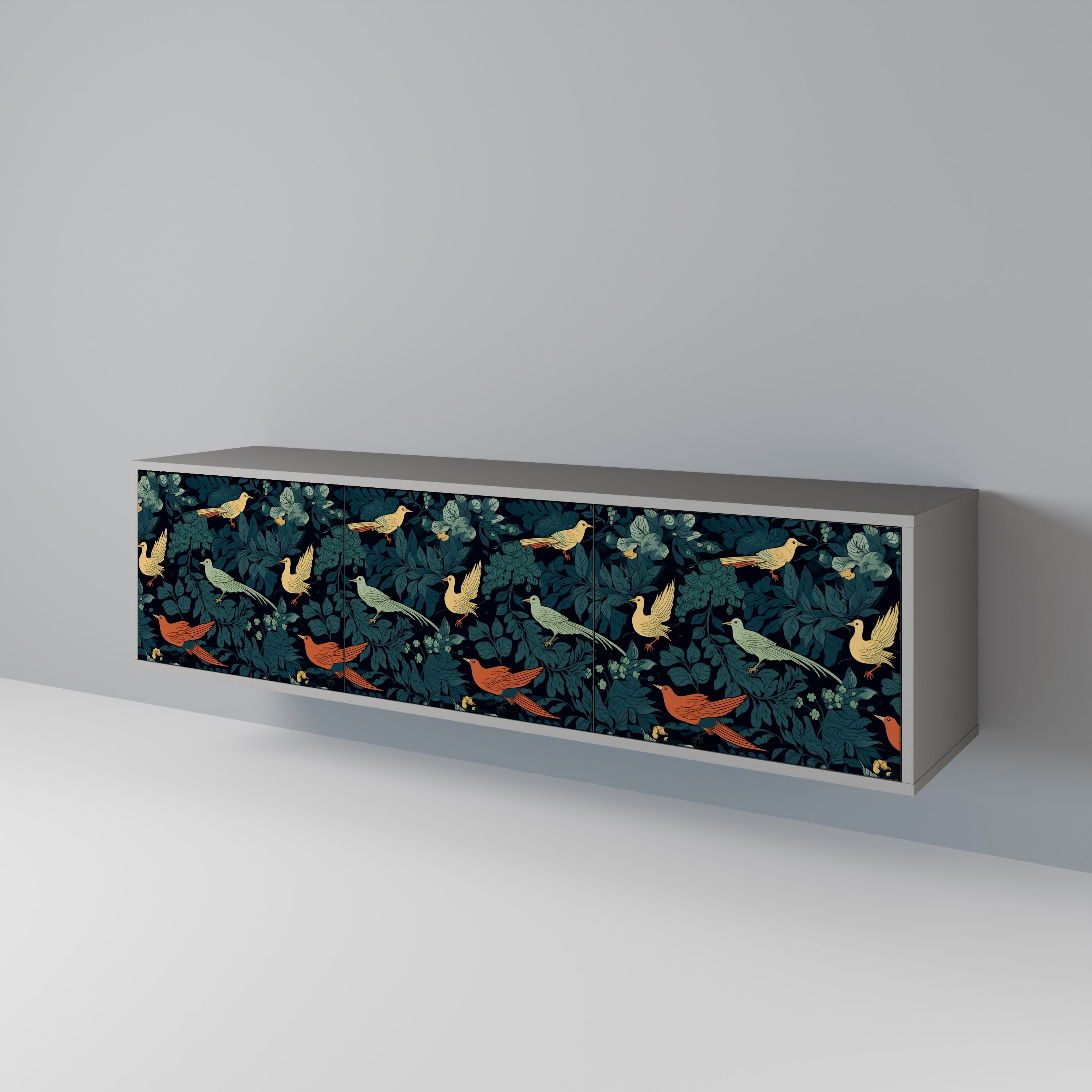 FOWL ORNAMENT Móvel de TV com 3 Portas em Acabamento Cinzento