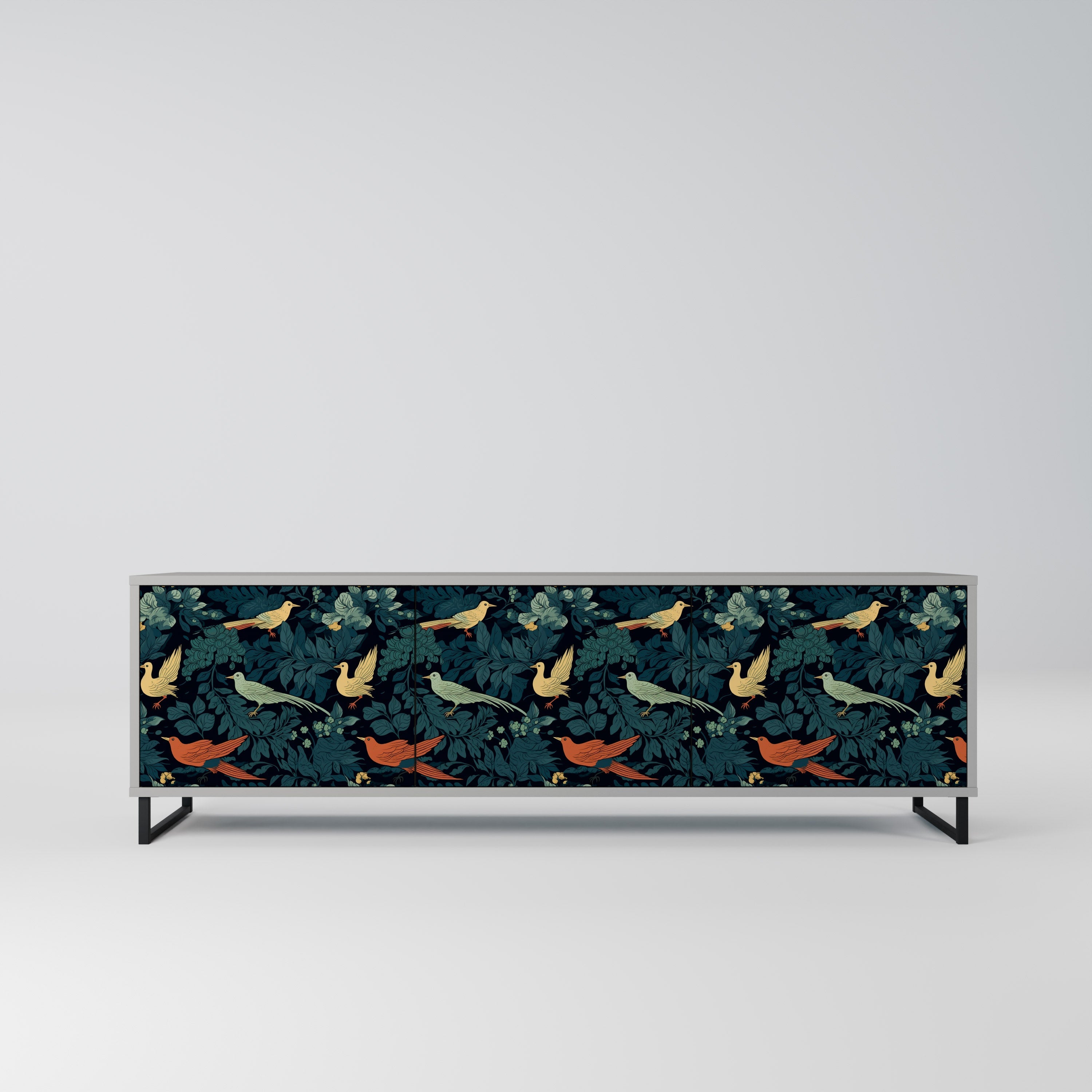 FOWL ORNAMENT Móvel de TV com 3 Portas em Acabamento Cinzento