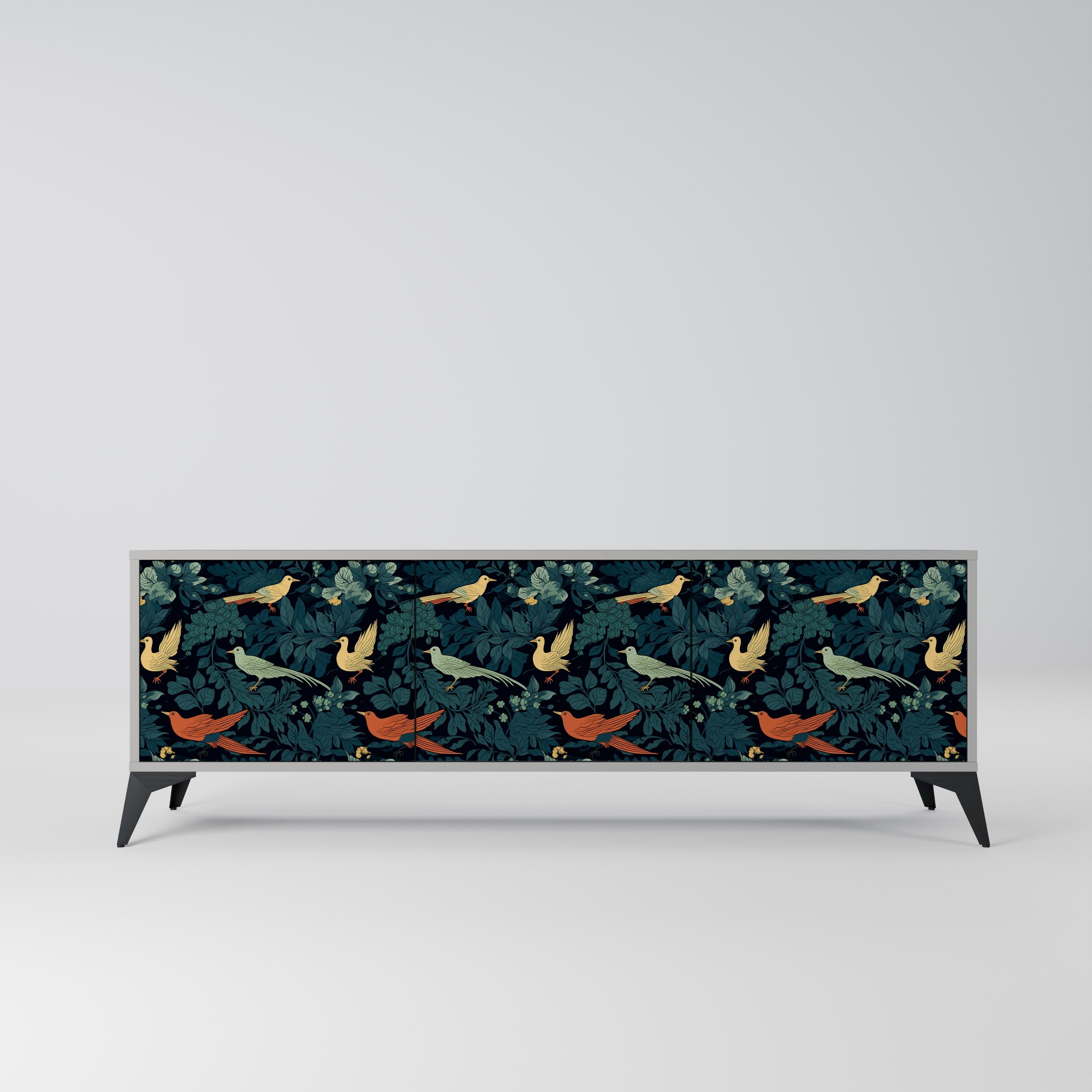 FOWL ORNAMENT Móvel de TV com 3 Portas em Acabamento Cinzento