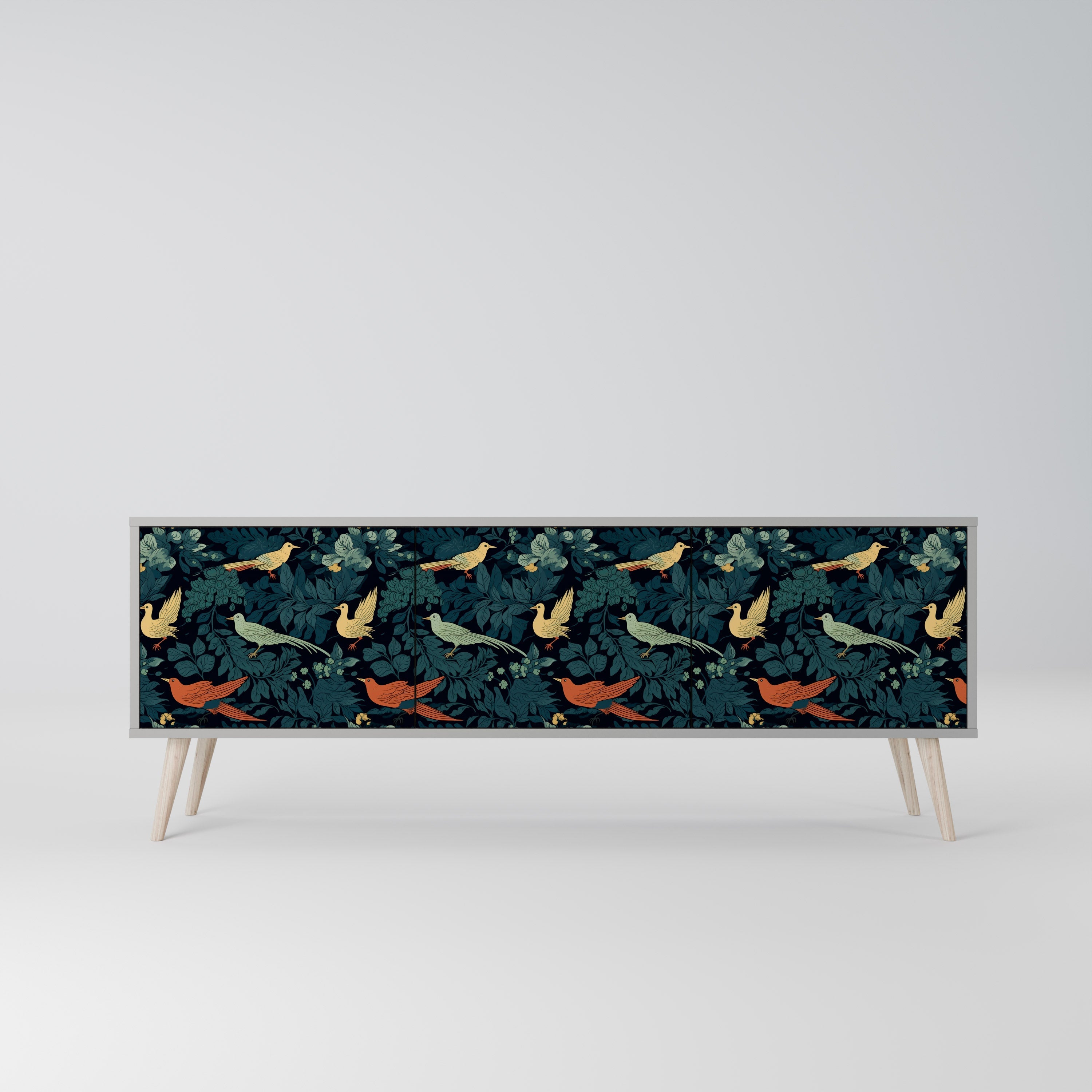 FOWL ORNAMENT Móvel de TV com 3 Portas em Acabamento Cinzento