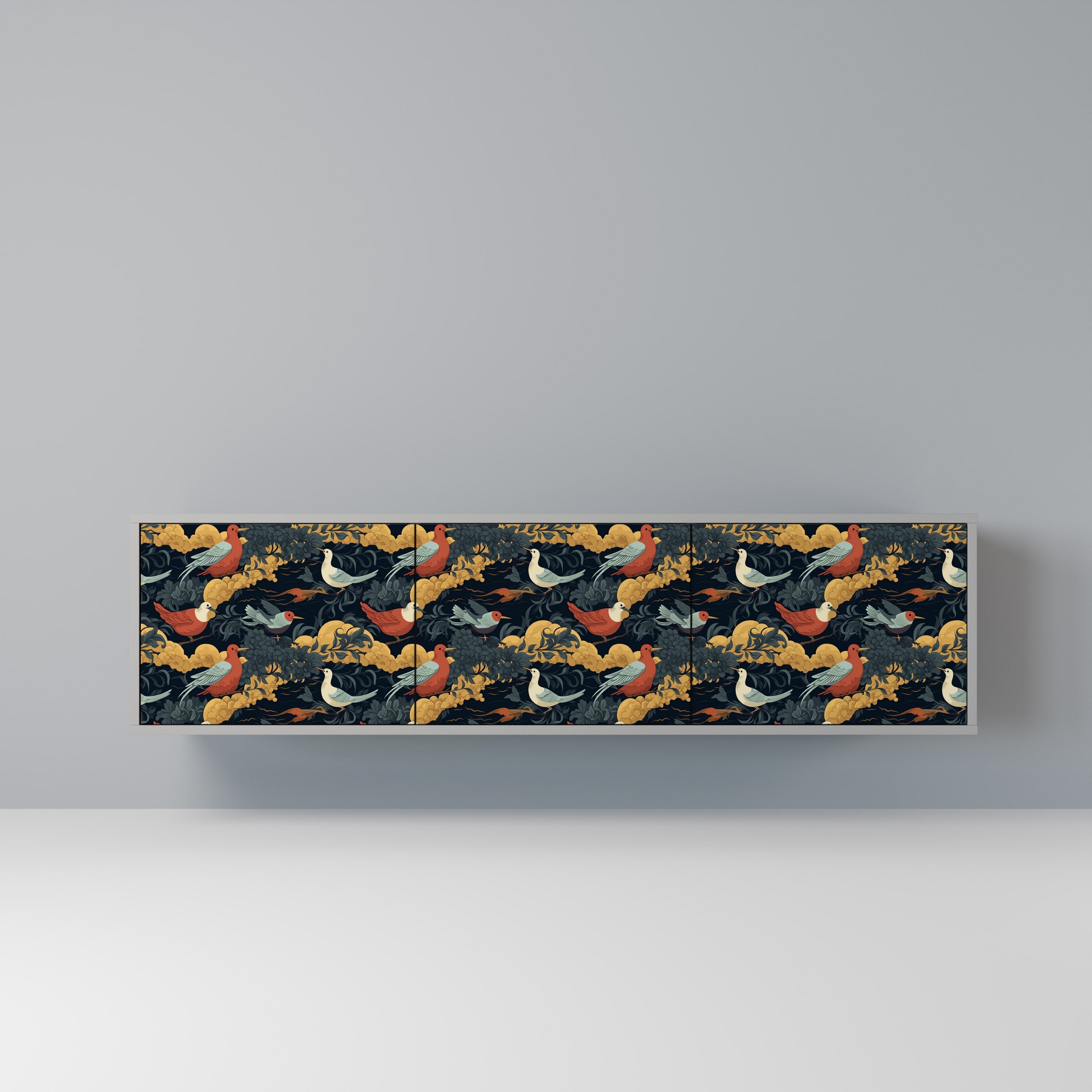 FOWLY DAZE Móvel de TV com 3 Portas em Acabamento Cinzento