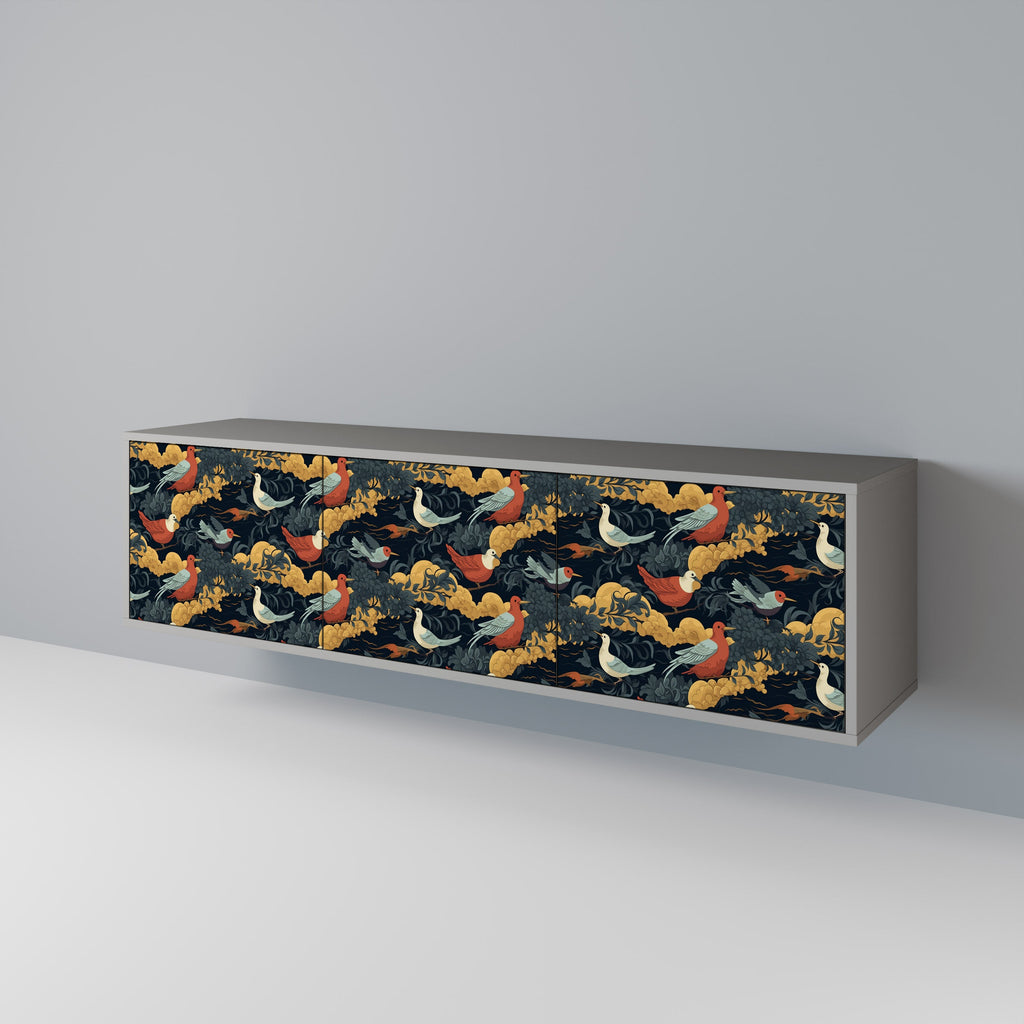 FOWLY DAZE Móvel de TV com 3 Portas em Acabamento Cinzento