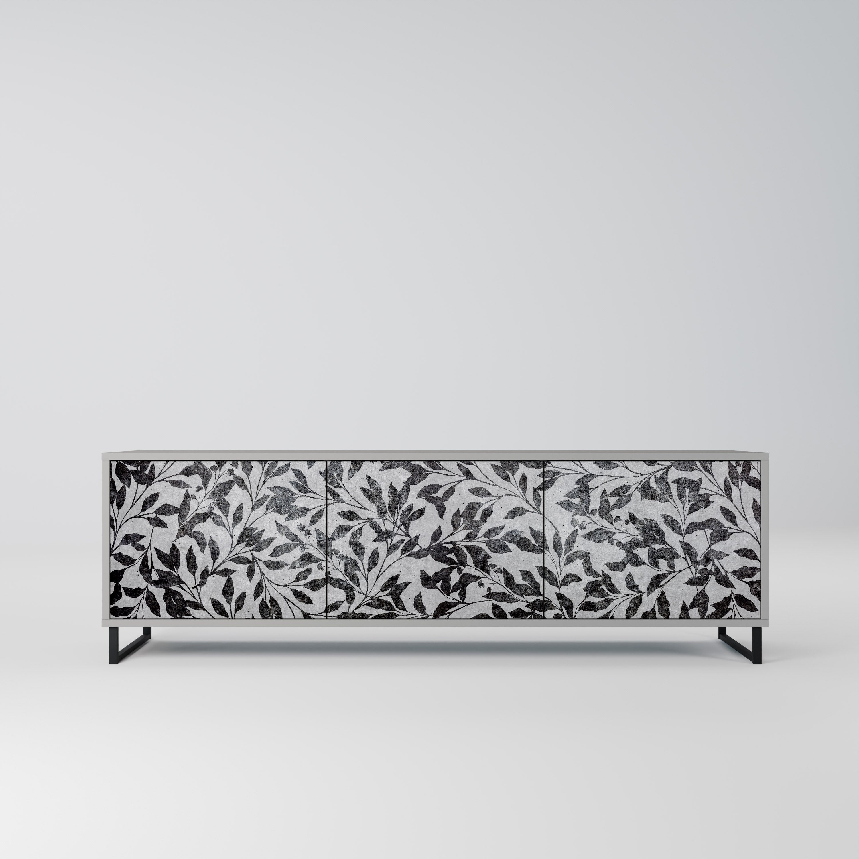 CHARCOAL SPROUT Móvel de TV com 3 Portas em Acabamento Cinzento