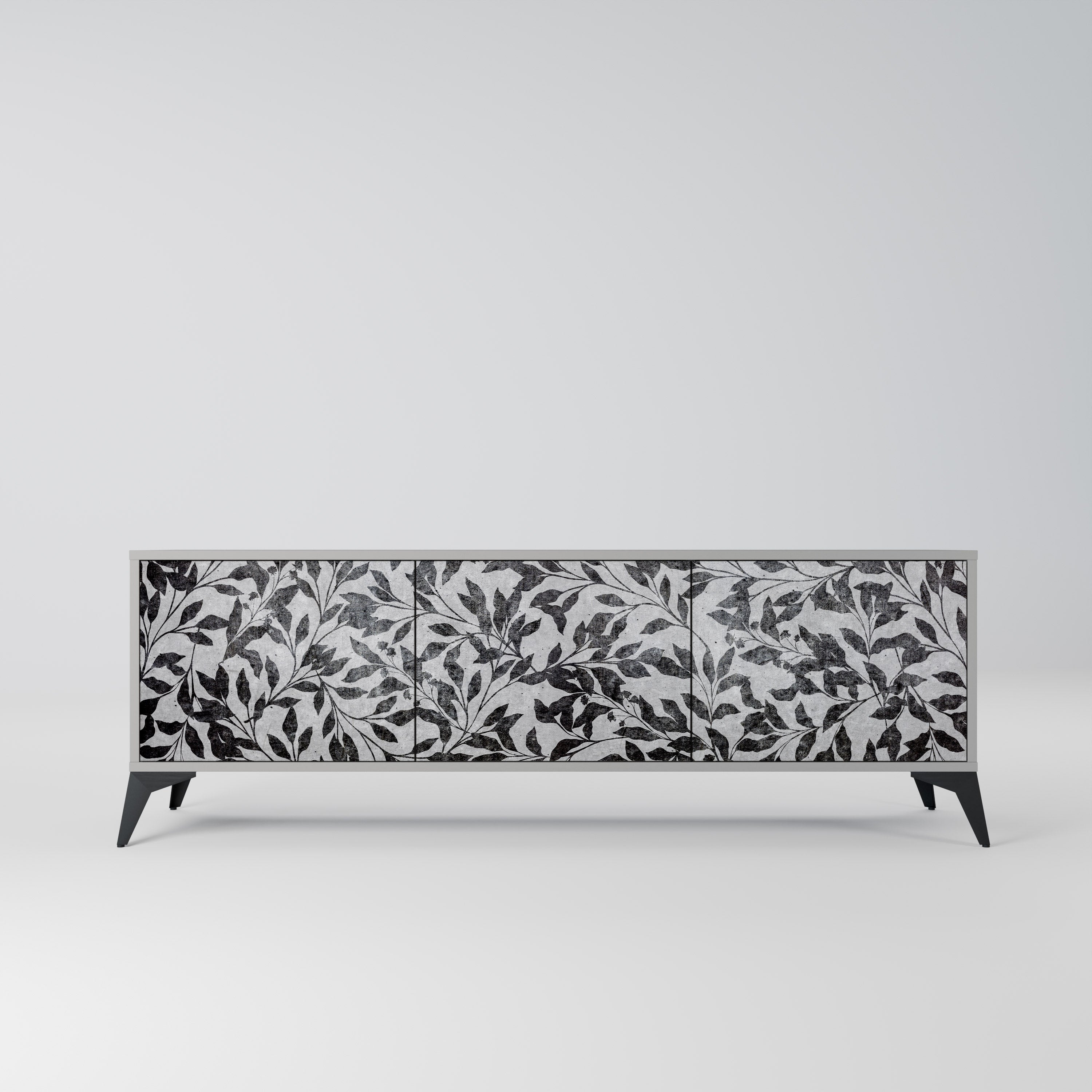 CHARCOAL SPROUT Móvel de TV com 3 Portas em Acabamento Cinzento