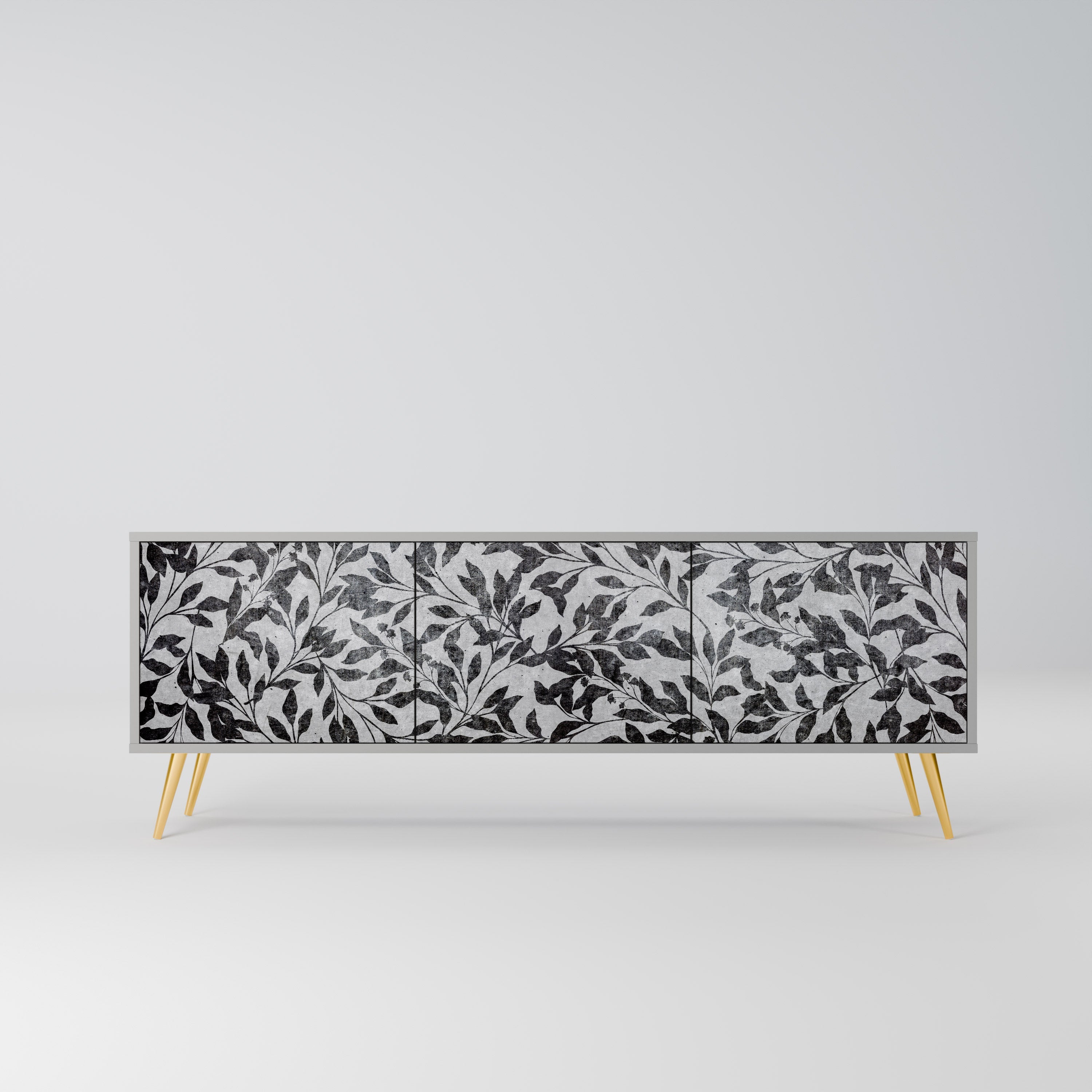 CHARCOAL SPROUT Móvel de TV com 3 Portas em Acabamento Cinzento