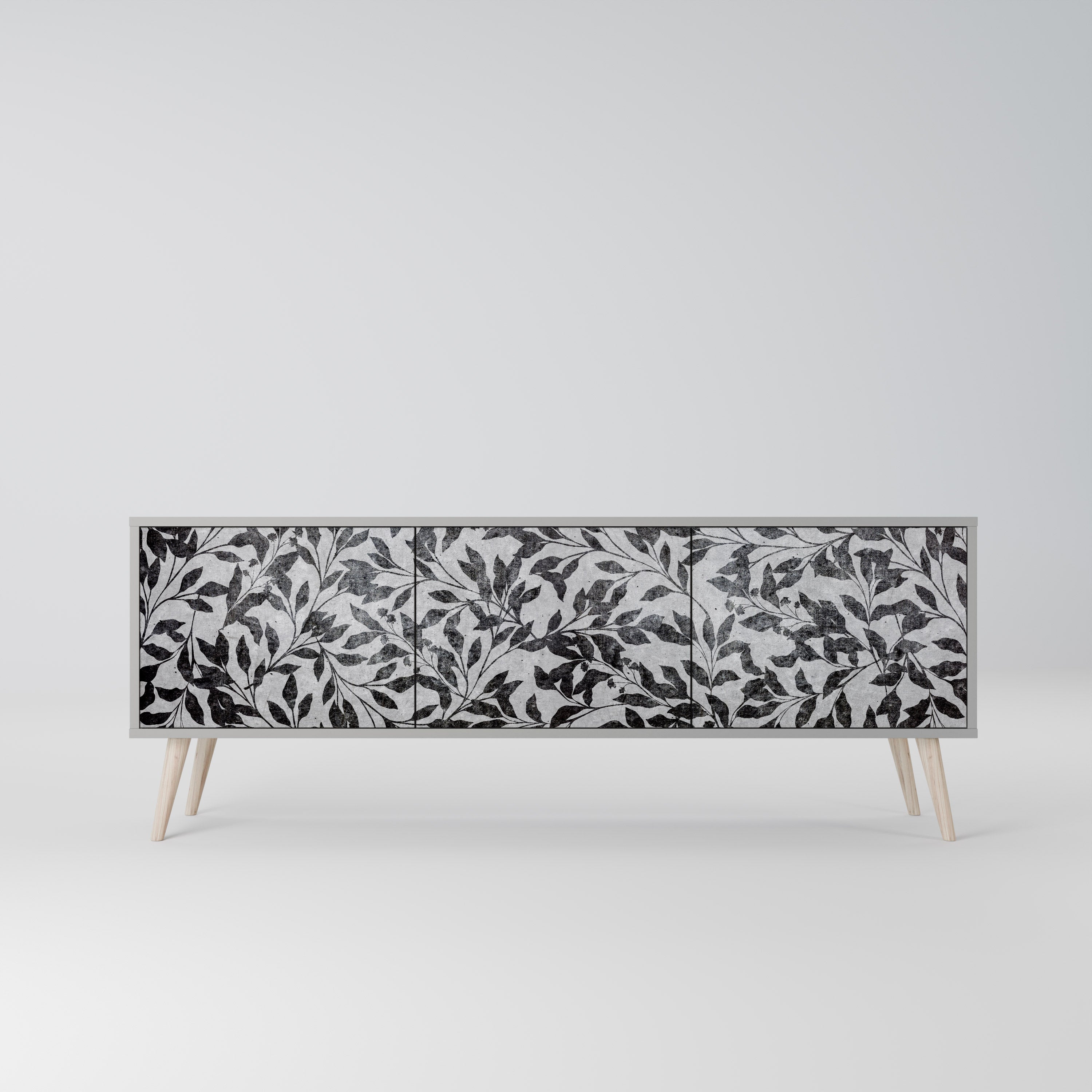 CHARCOAL SPROUT Móvel de TV com 3 Portas em Acabamento Cinzento