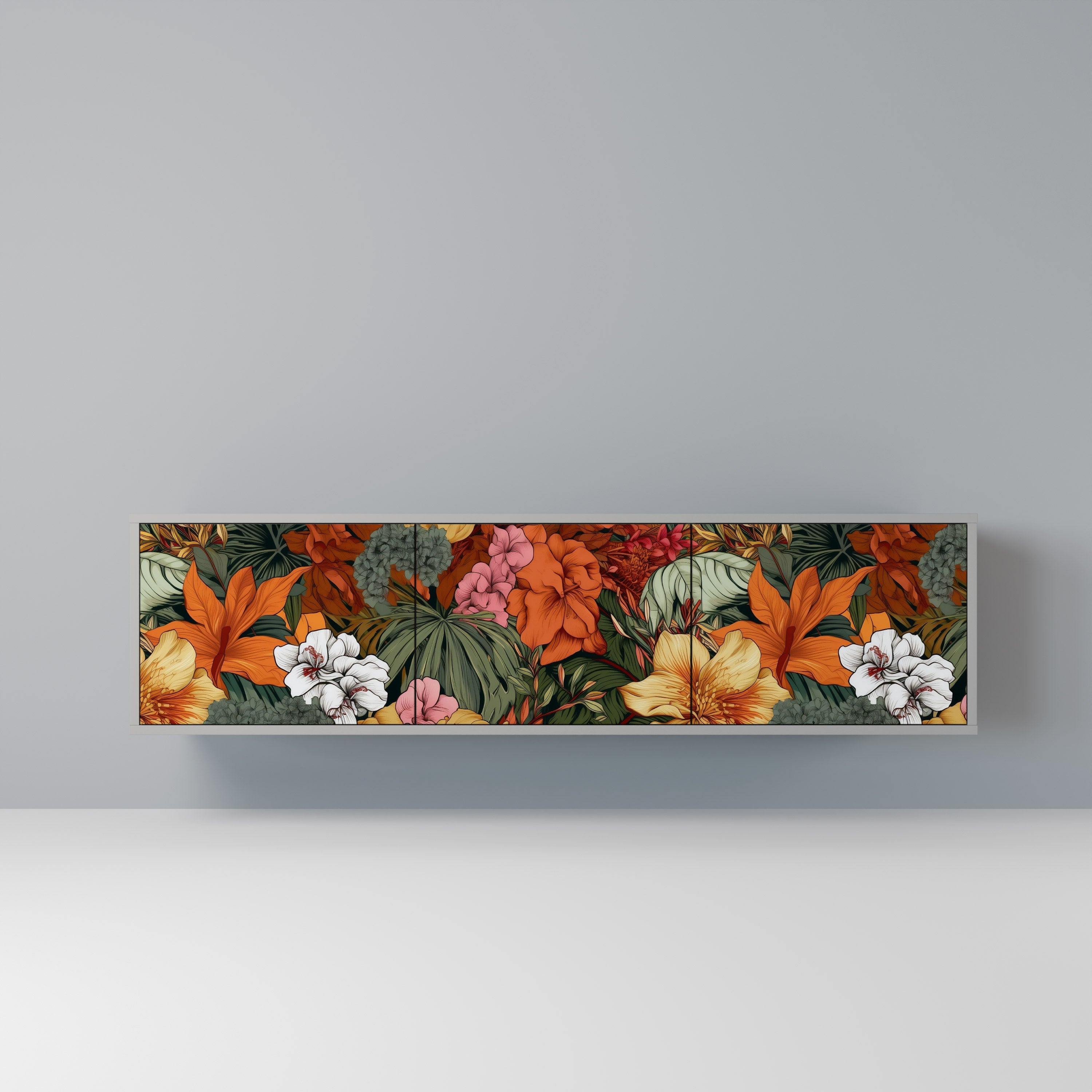 RADIANT FLORA Móvel de TV com 3 Portas em Acabamento Cinzento