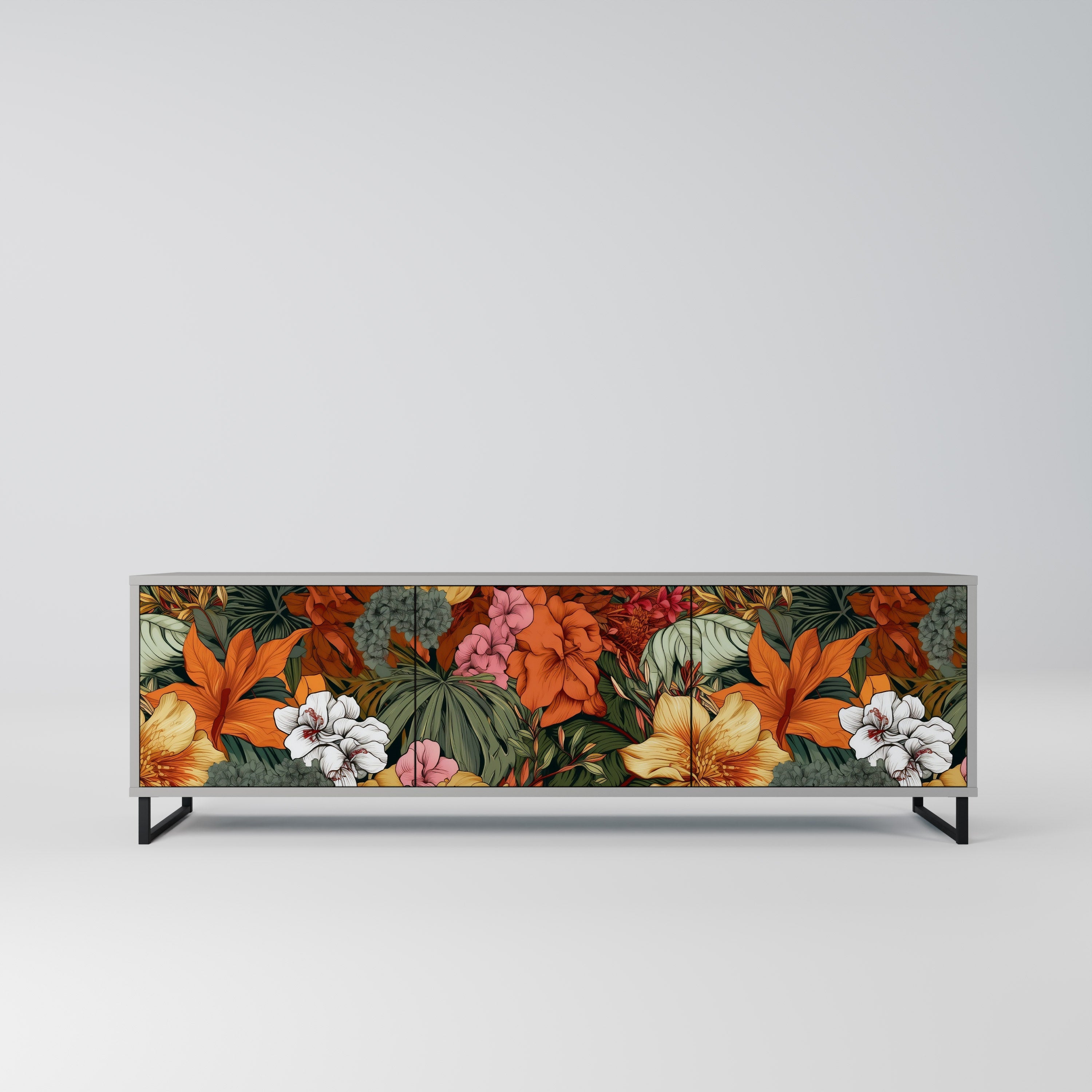 RADIANT FLORA Móvel de TV com 3 Portas em Acabamento Cinzento