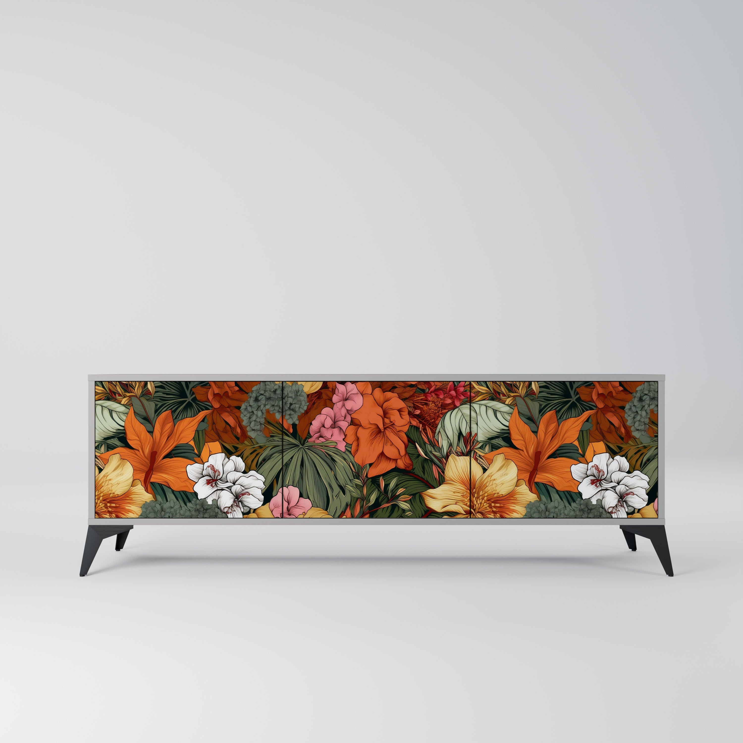 RADIANT FLORA Móvel de TV com 3 Portas em Acabamento Cinzento