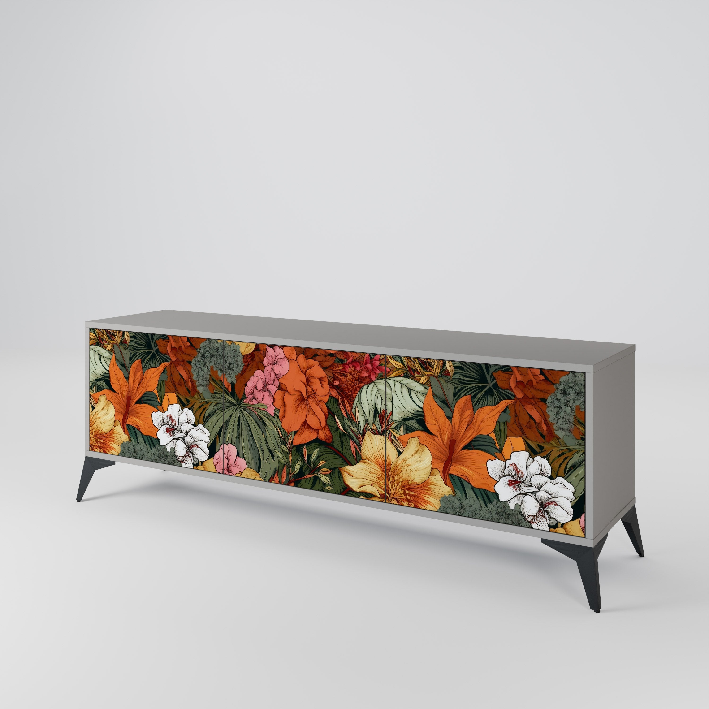 RADIANT FLORA Móvel de TV com 3 Portas em Acabamento Cinzento