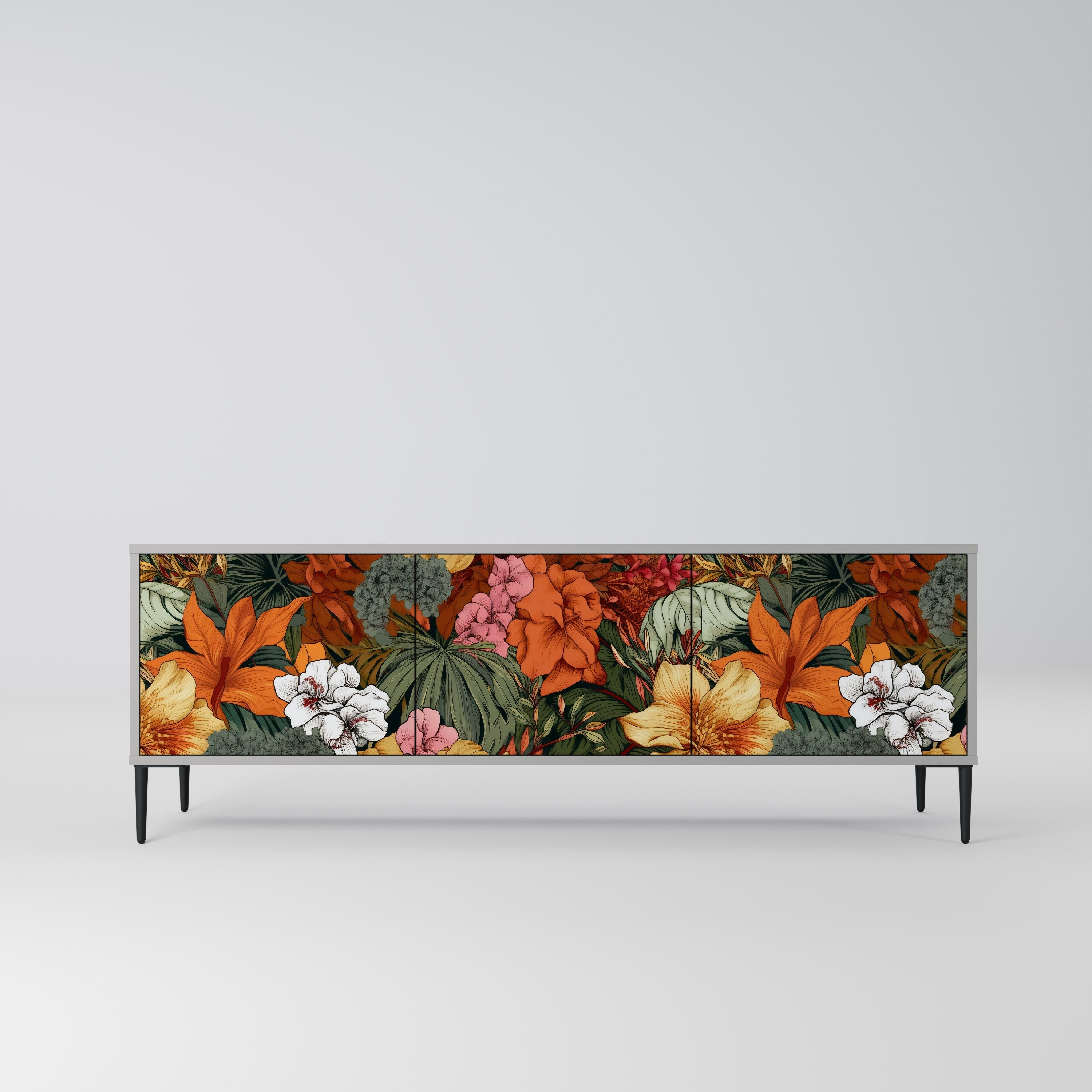 RADIANT FLORA Móvel de TV com 3 Portas em Acabamento Cinzento