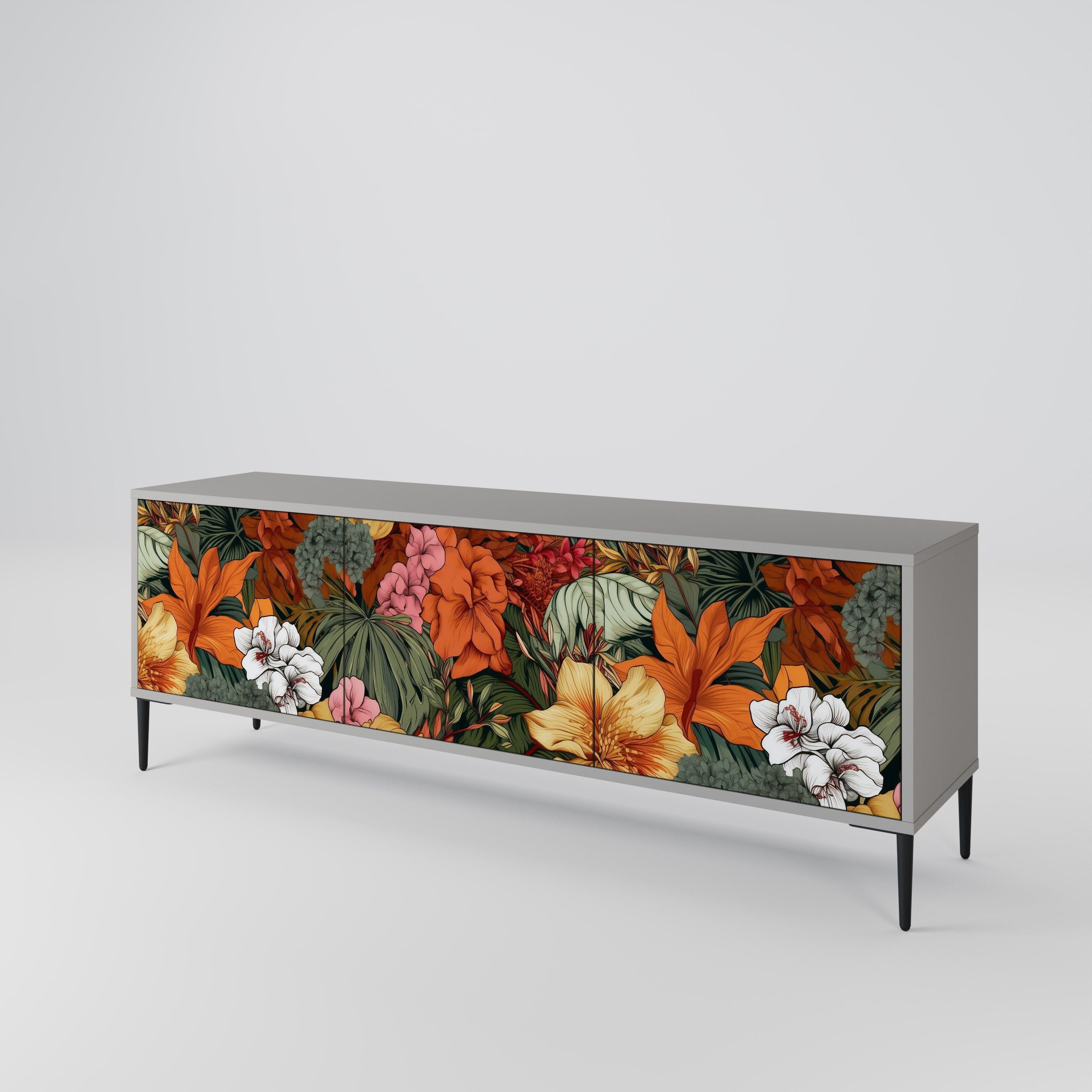 RADIANT FLORA Móvel de TV com 3 Portas em Acabamento Cinzento