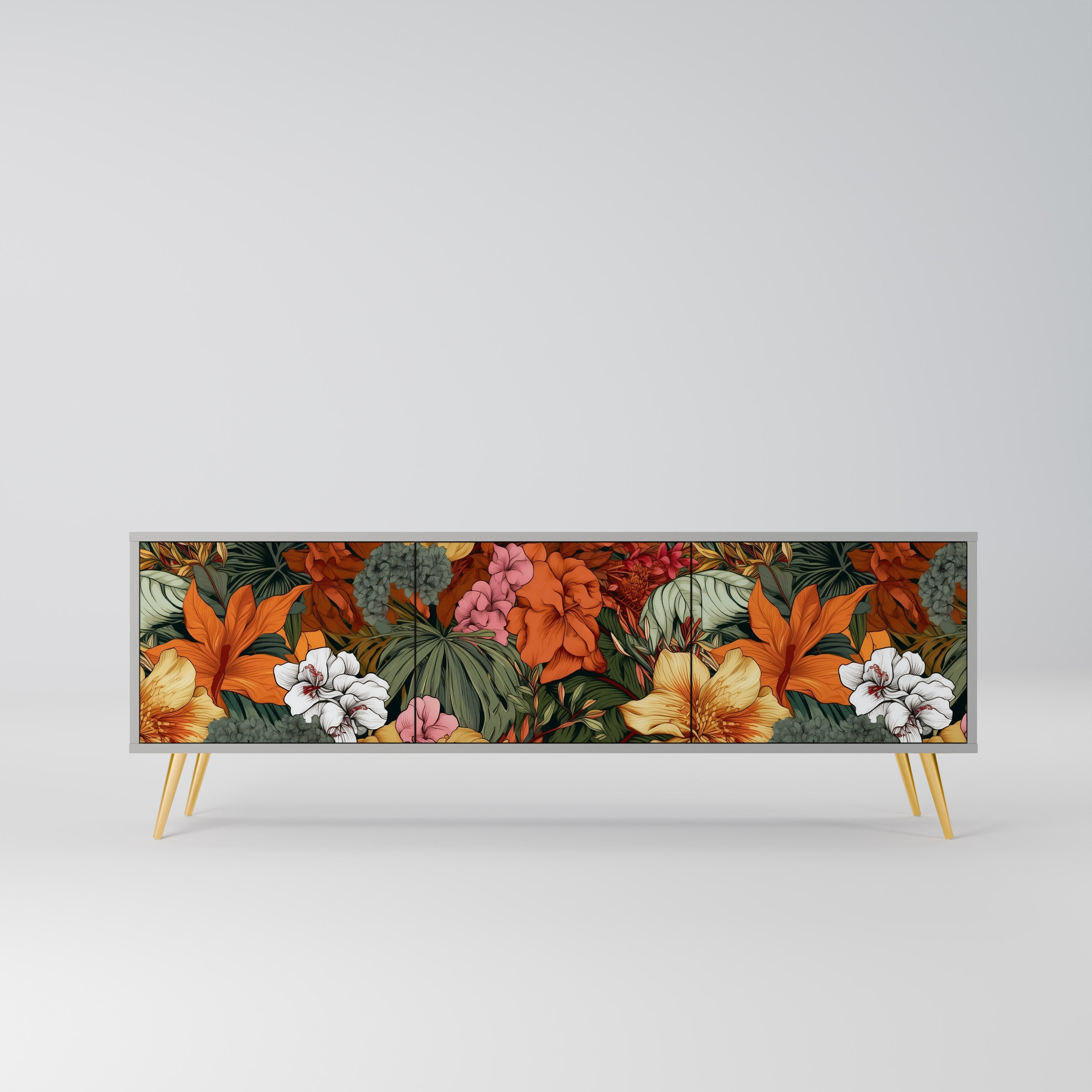 RADIANT FLORA Móvel de TV com 3 Portas em Acabamento Cinzento