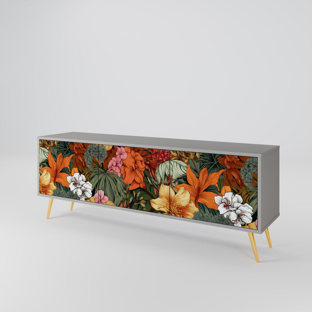 RADIANT FLORA 3-Door TV Stand in Grey Finish