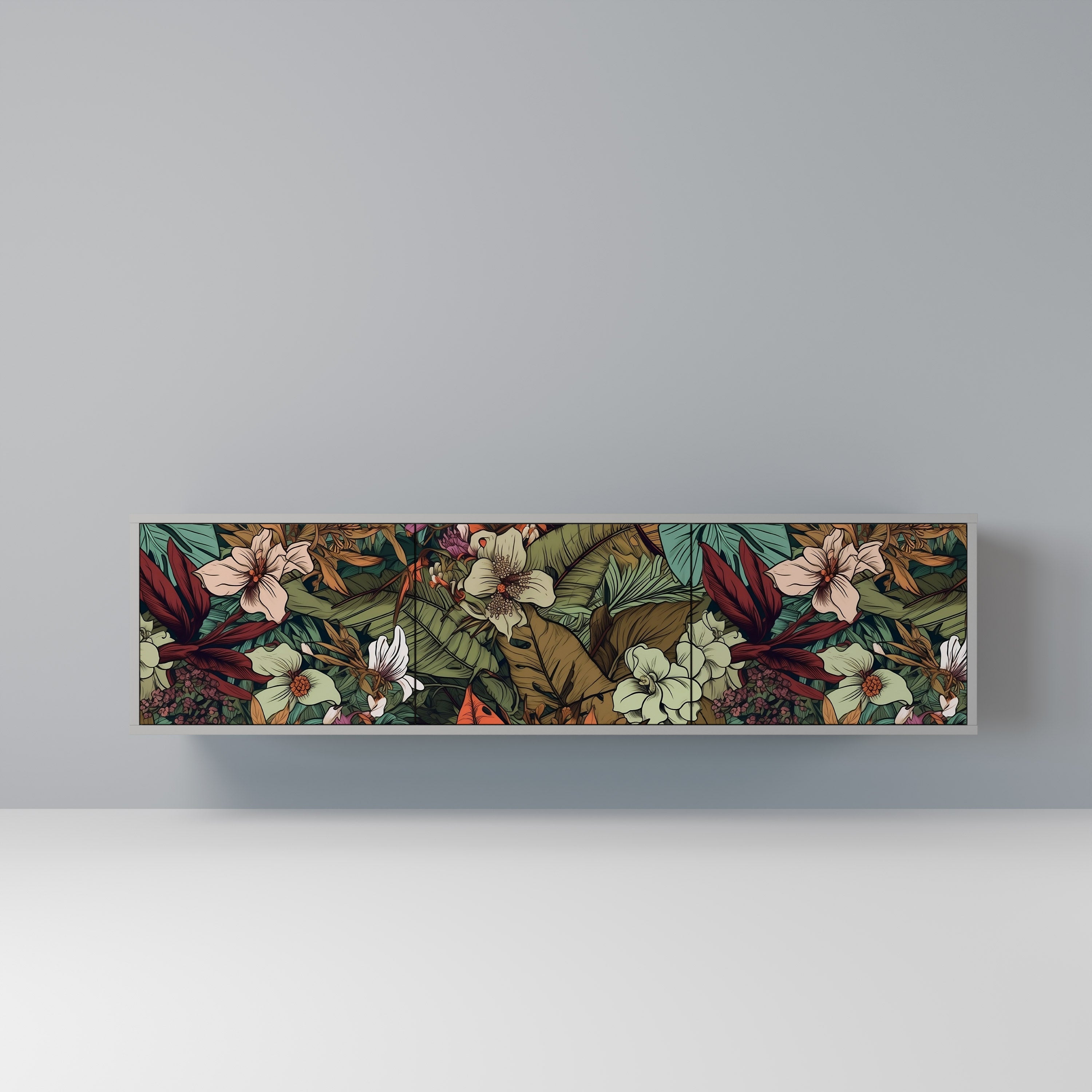 BOTANICAL EMERGENCE Móvel de TV com 3 Portas em Acabamento Cinzento