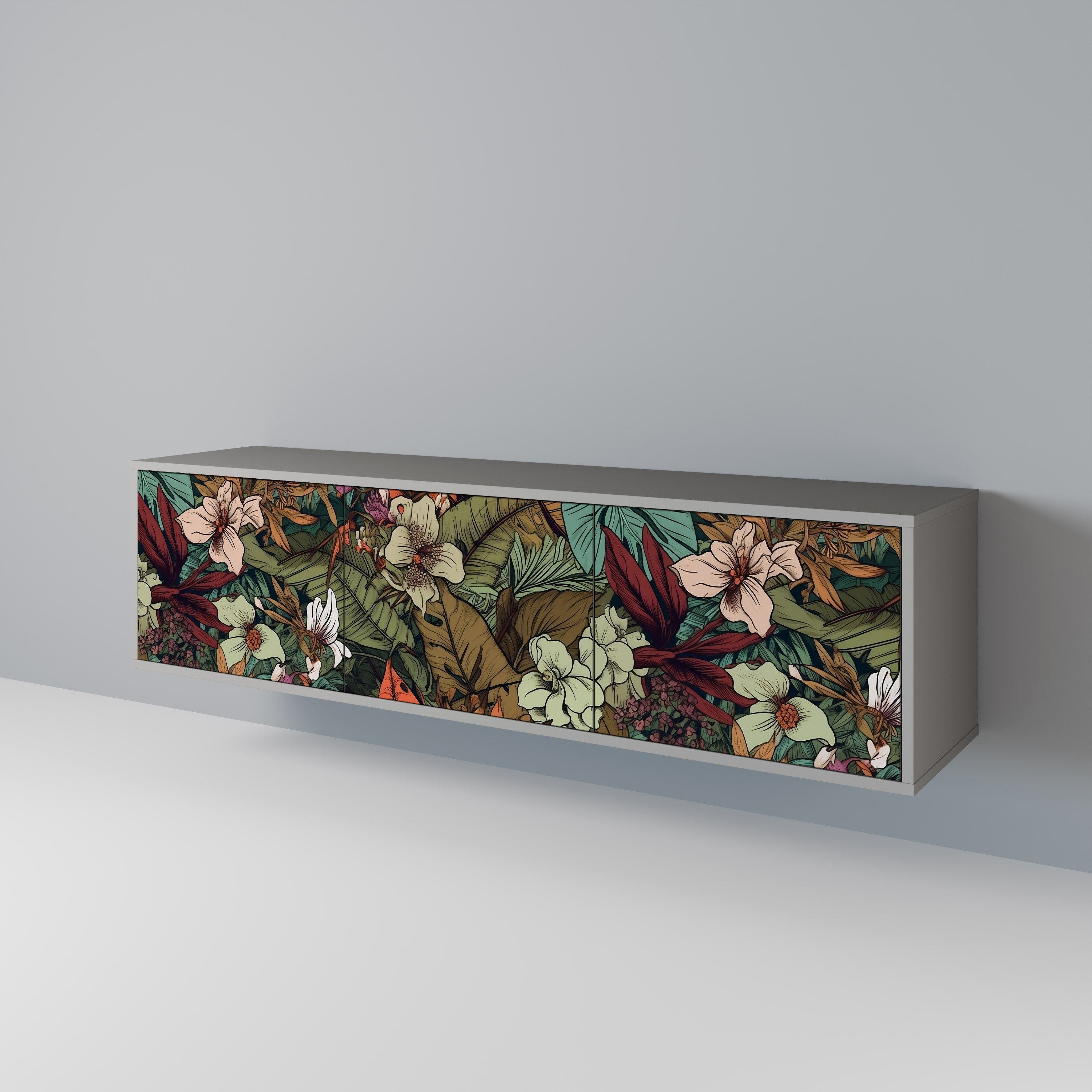 BOTANICAL EMERGENCE Móvel de TV com 3 Portas em Acabamento Cinzento