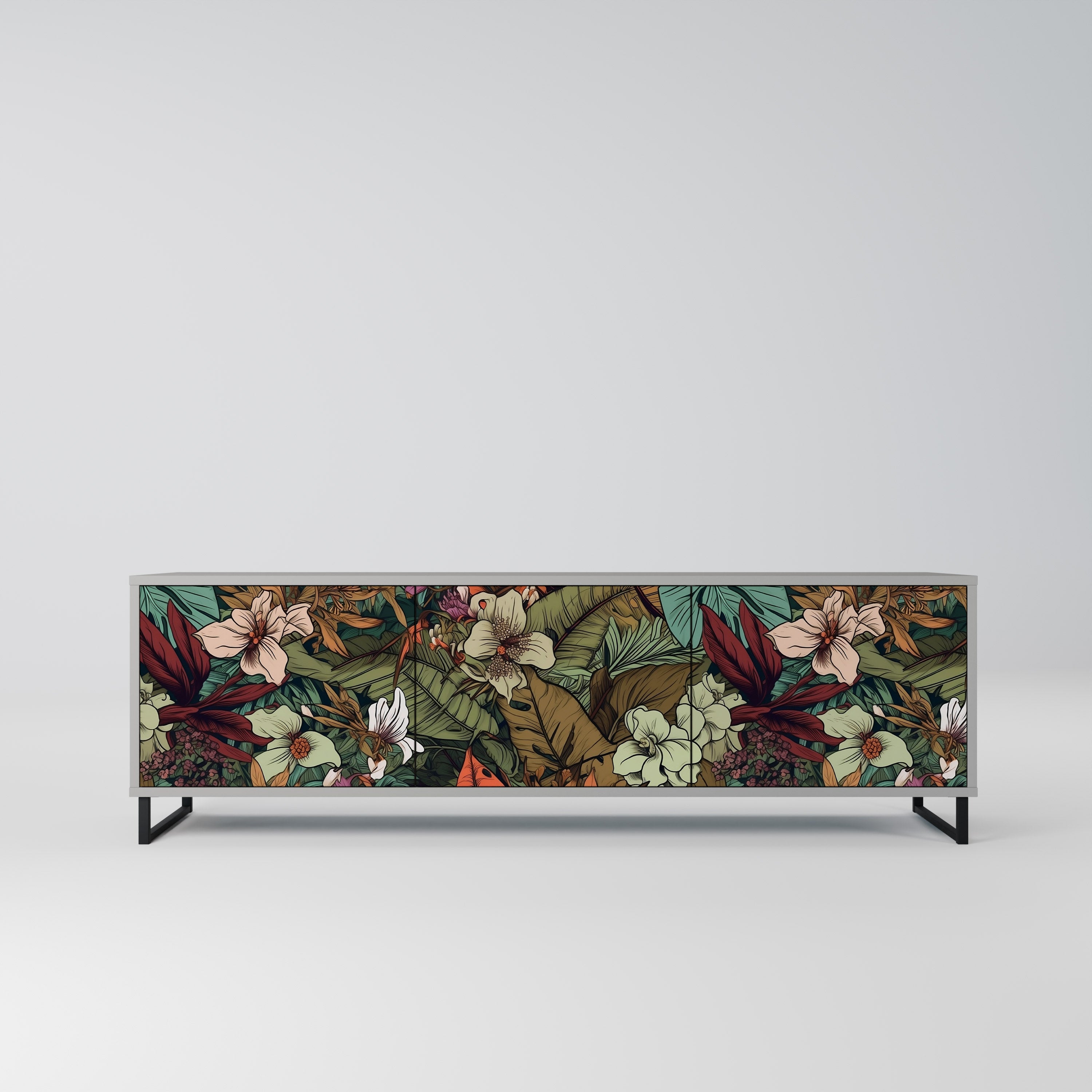 BOTANICAL EMERGENCE Móvel de TV com 3 Portas em Acabamento Cinzento