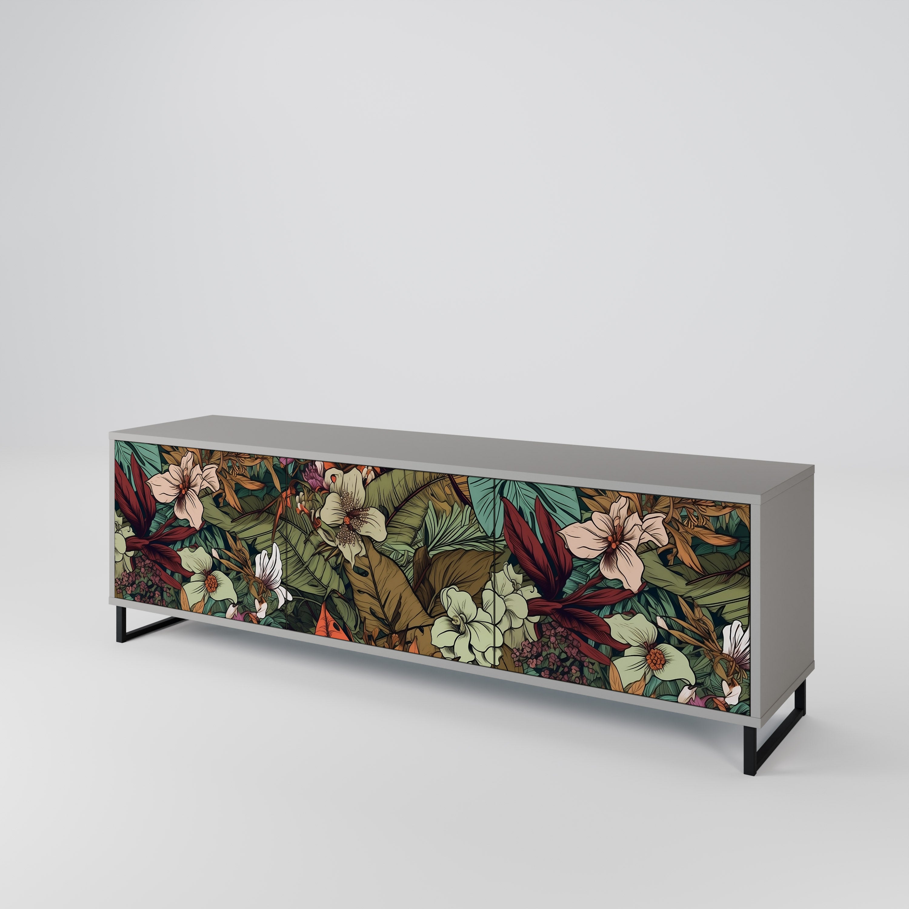 BOTANICAL EMERGENCE Móvel de TV com 3 Portas em Acabamento Cinzento