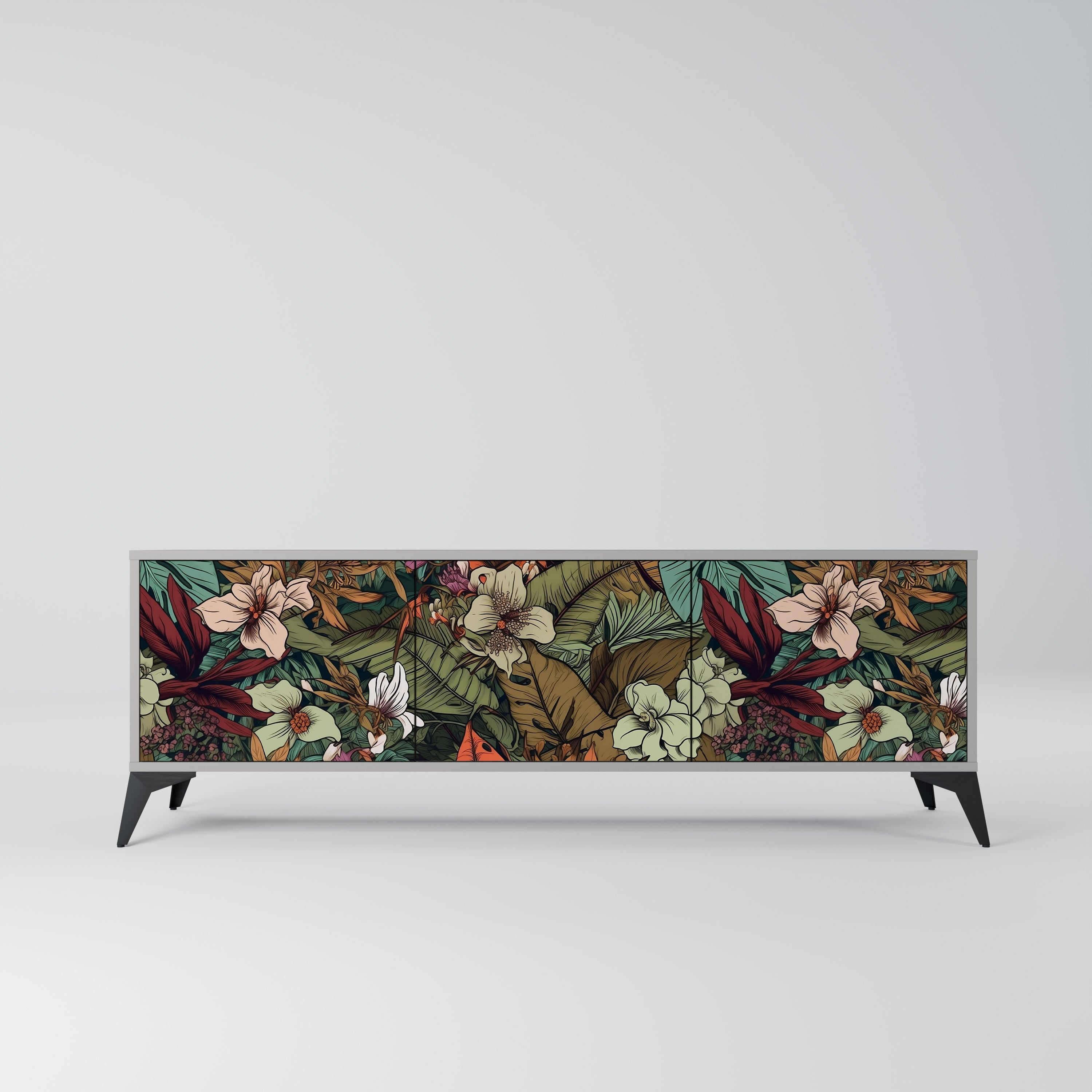 BOTANICAL EMERGENCE Móvel de TV com 3 Portas em Acabamento Cinzento