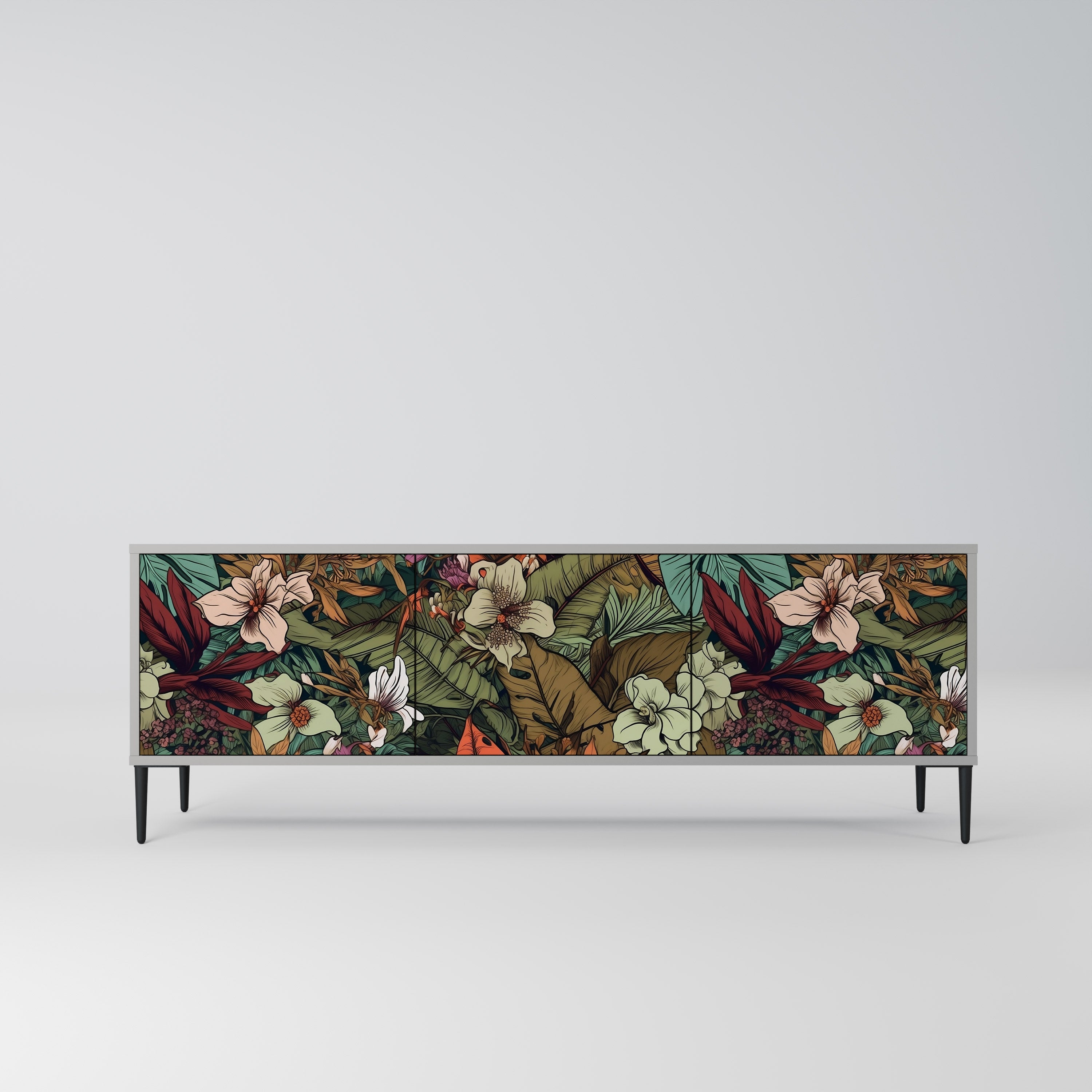 BOTANICAL EMERGENCE Móvel de TV com 3 Portas em Acabamento Cinzento