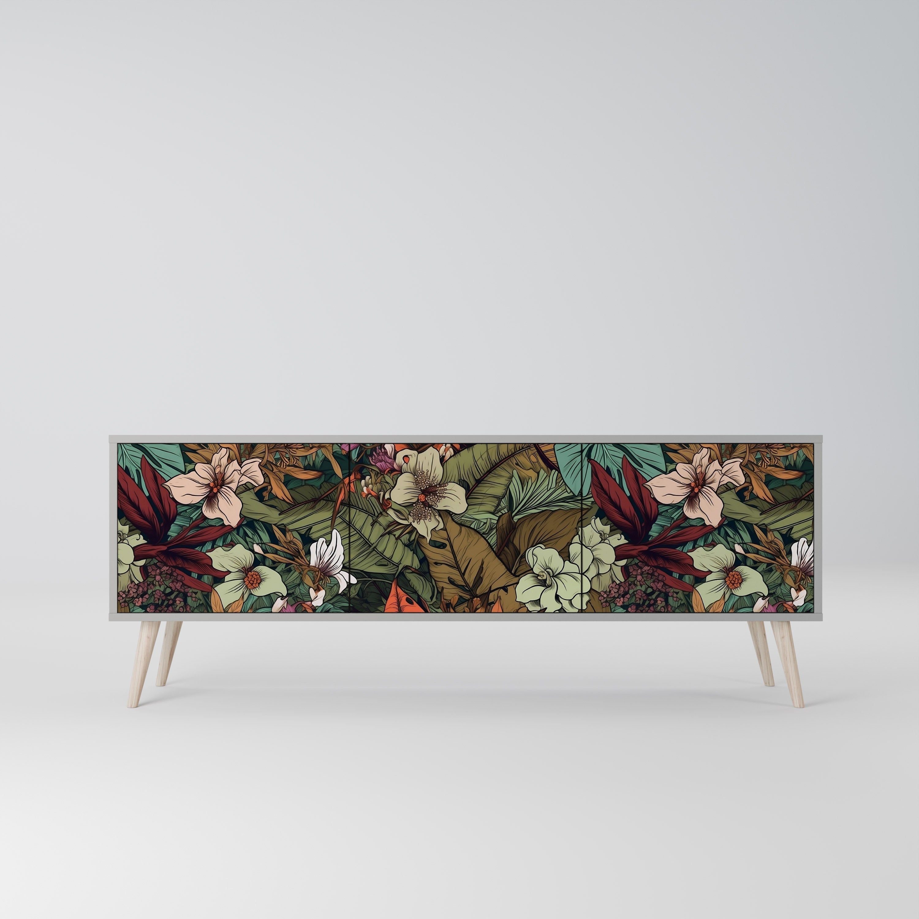 BOTANICAL EMERGENCE Móvel de TV com 3 Portas em Acabamento Cinzento