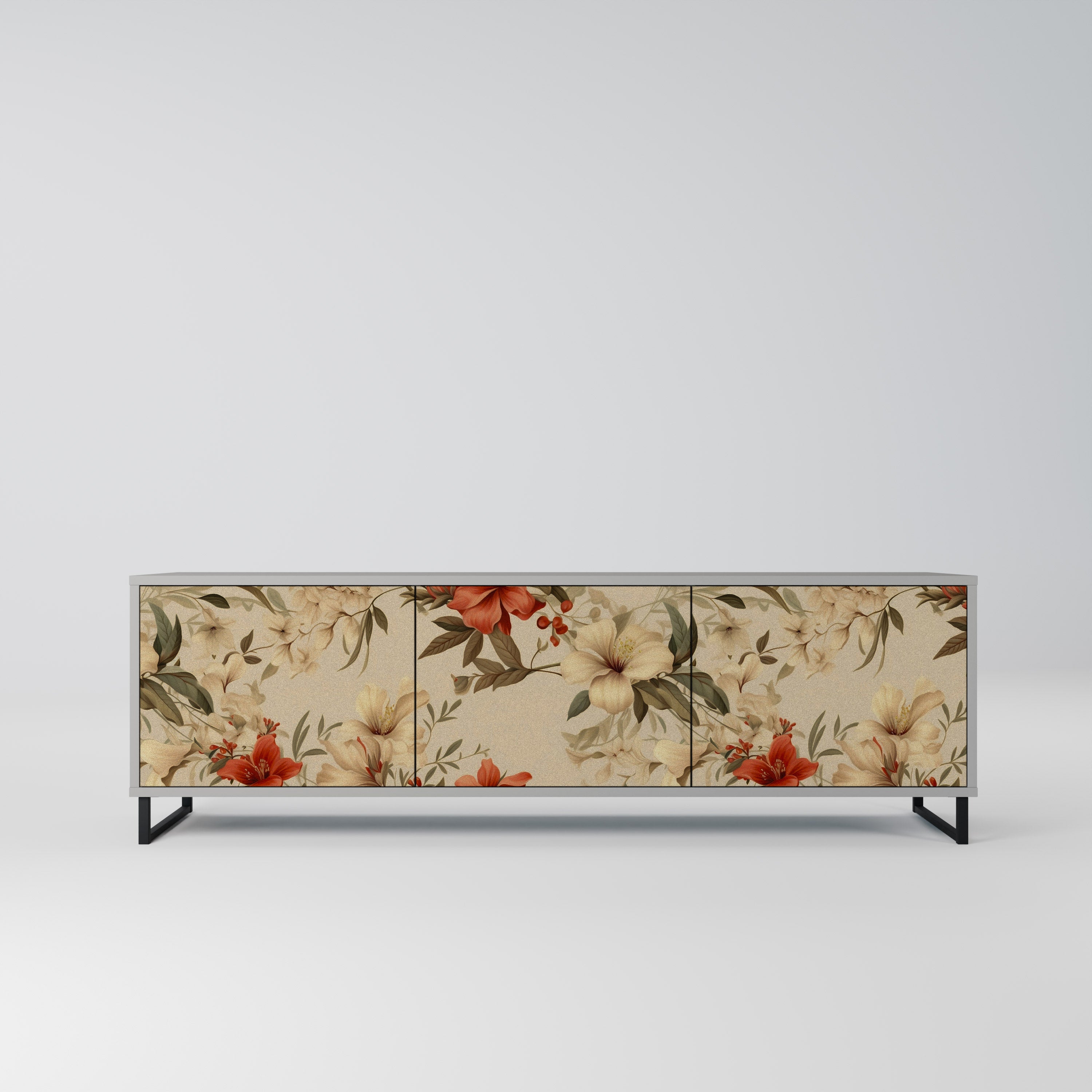 BLOOMING HARMONY Móvel de TV com 3 Portas em Acabamento Cinzento