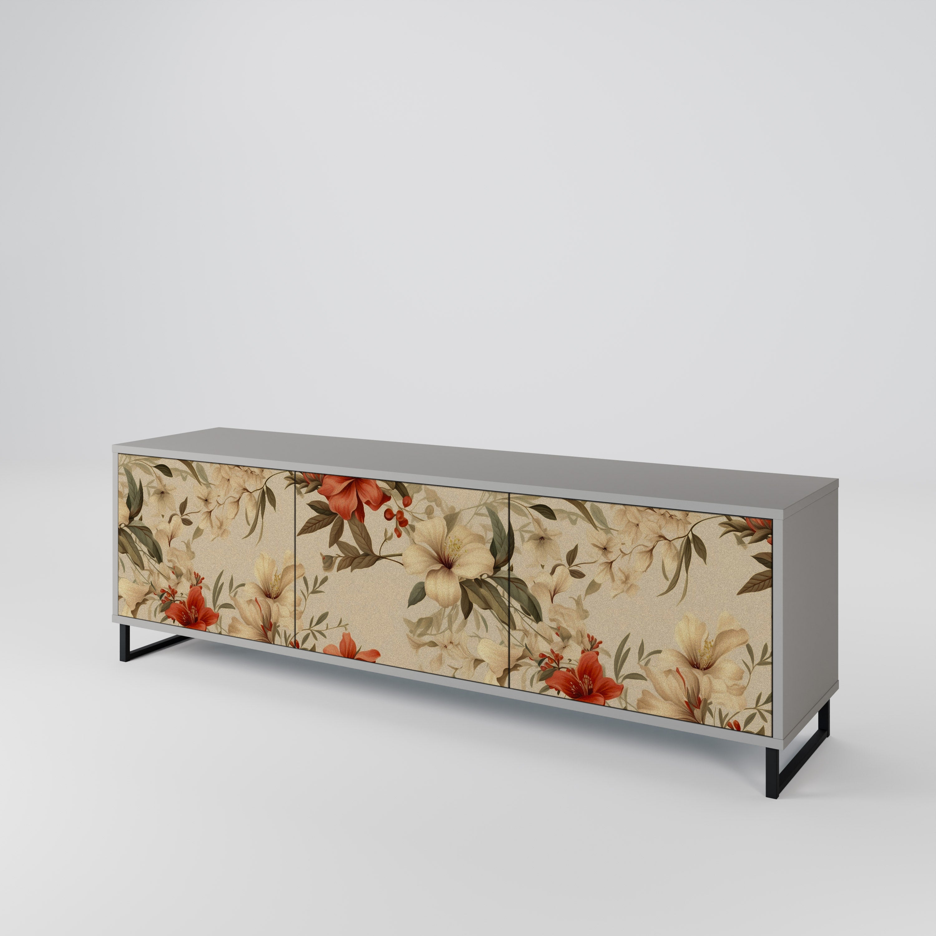 BLOOMING HARMONY Móvel de TV com 3 Portas em Acabamento Cinzento