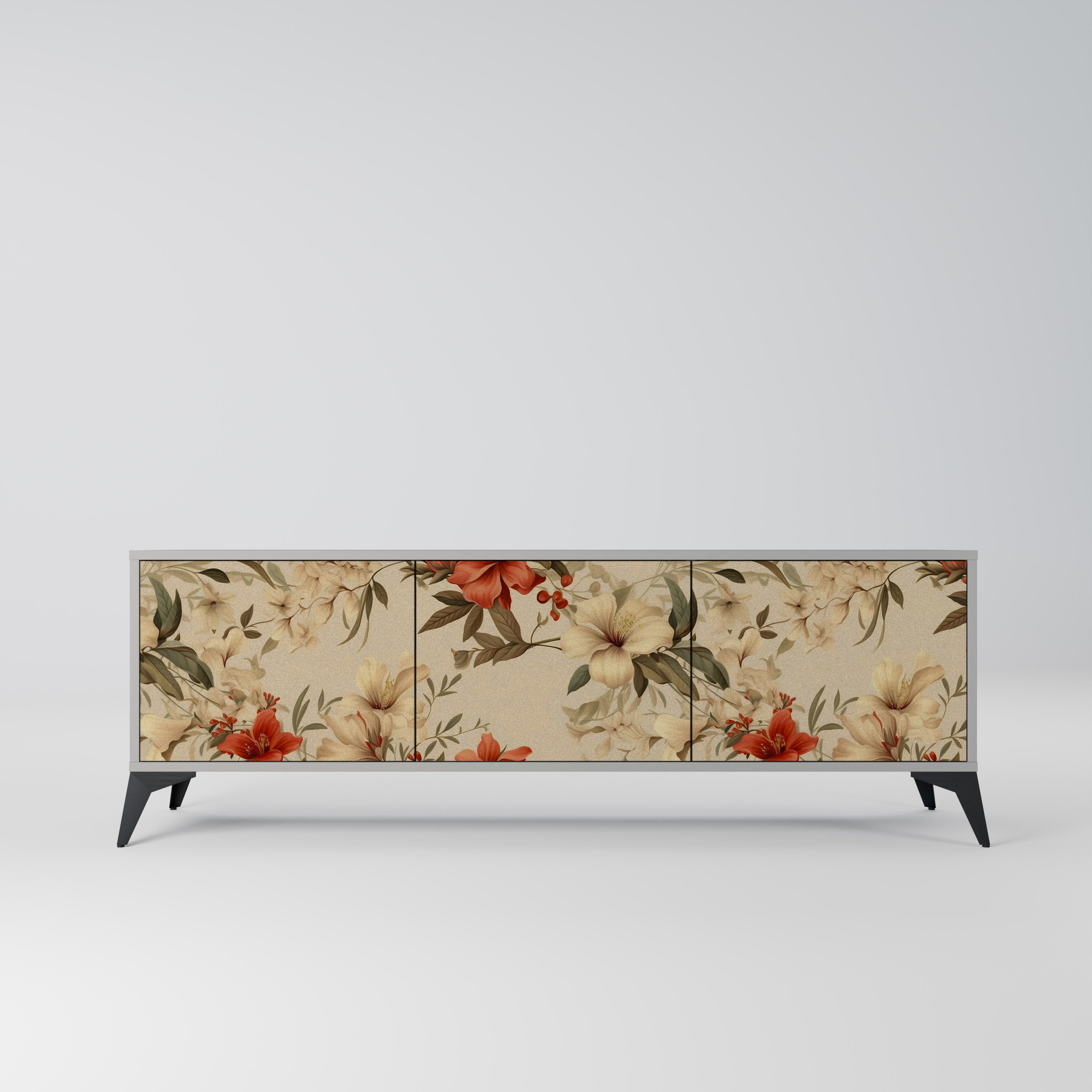 BLOOMING HARMONY Móvel de TV com 3 Portas em Acabamento Cinzento