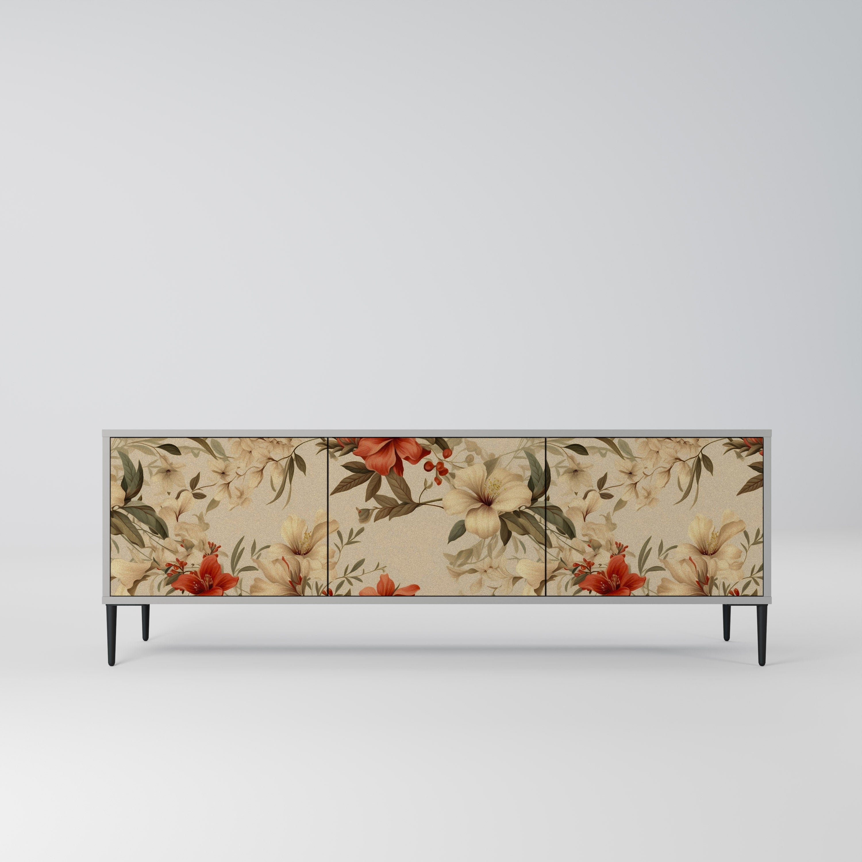 BLOOMING HARMONY Móvel de TV com 3 Portas em Acabamento Cinzento