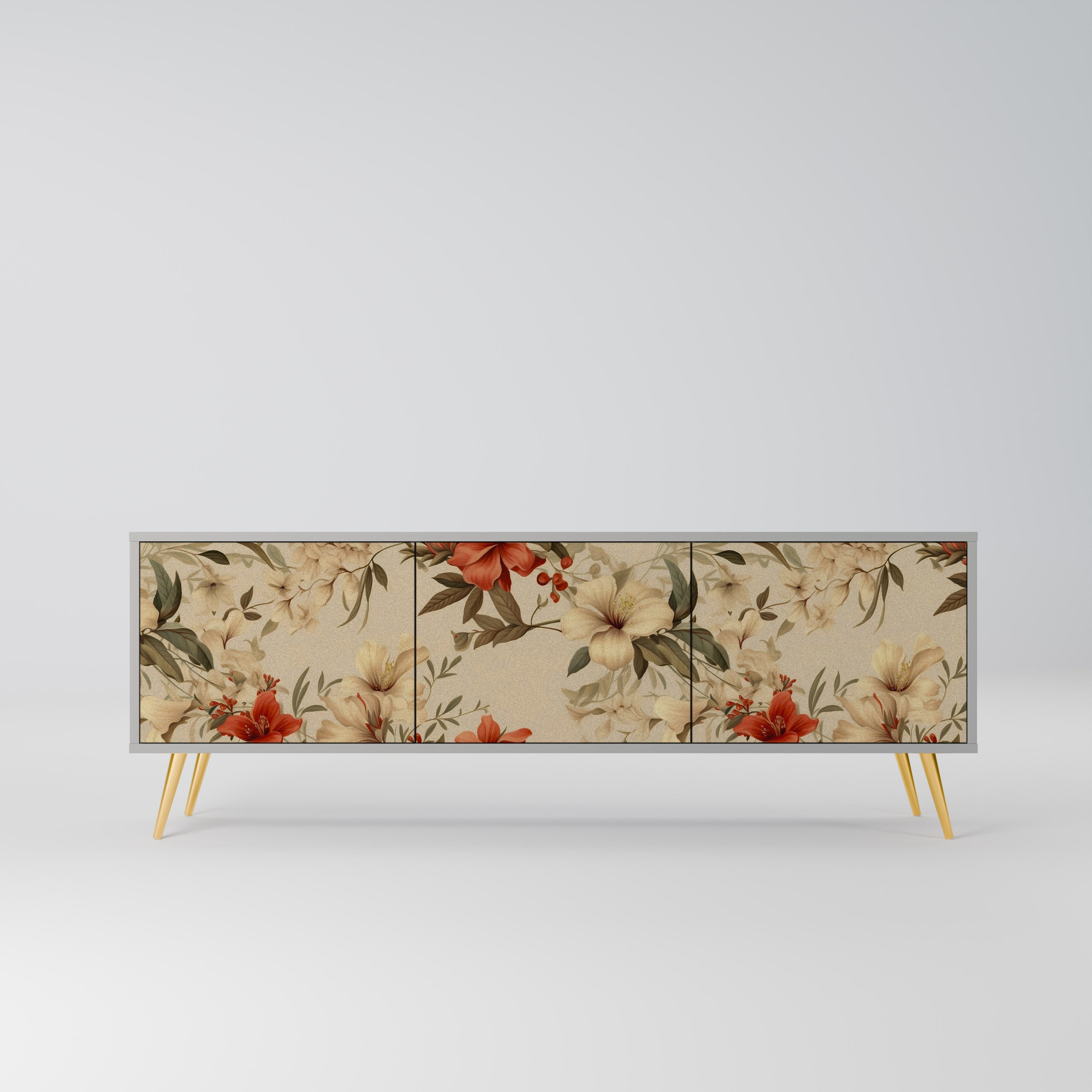 BLOOMING HARMONY Móvel de TV com 3 Portas em Acabamento Cinzento