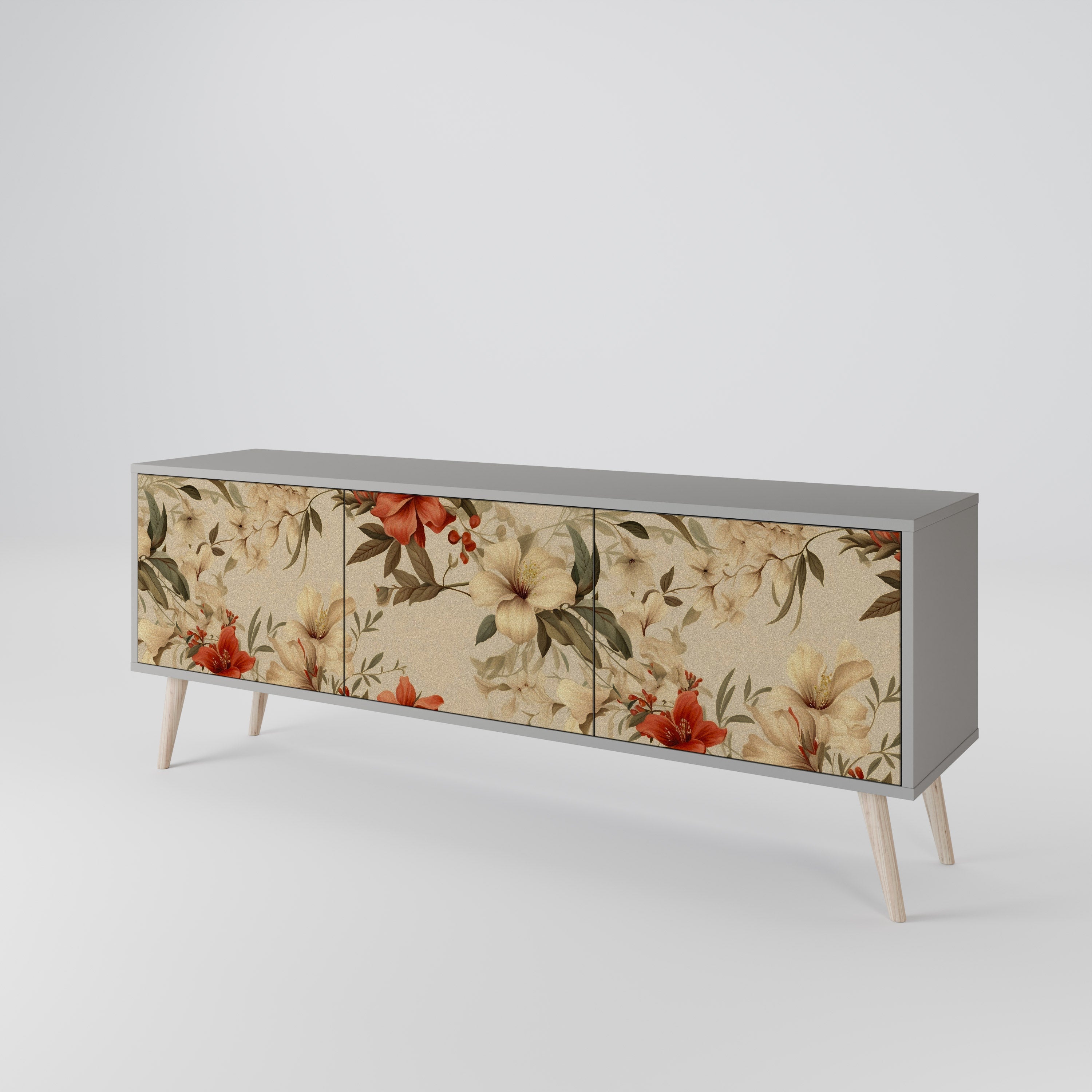 BLOOMING HARMONY Móvel de TV com 3 Portas em Acabamento Cinzento