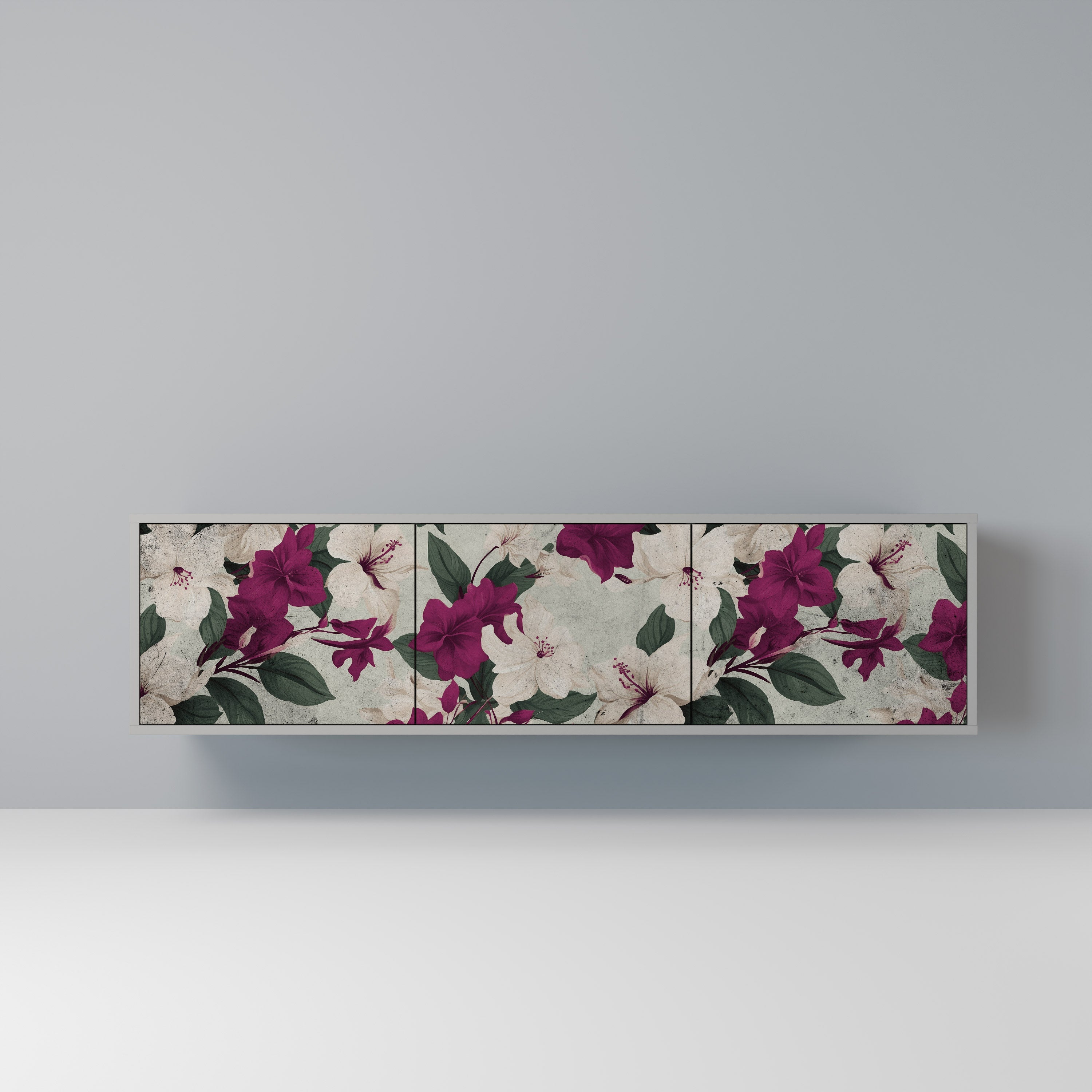 FLOWERET DREAM Móvel de TV com 3 Portas em Acabamento Cinzento