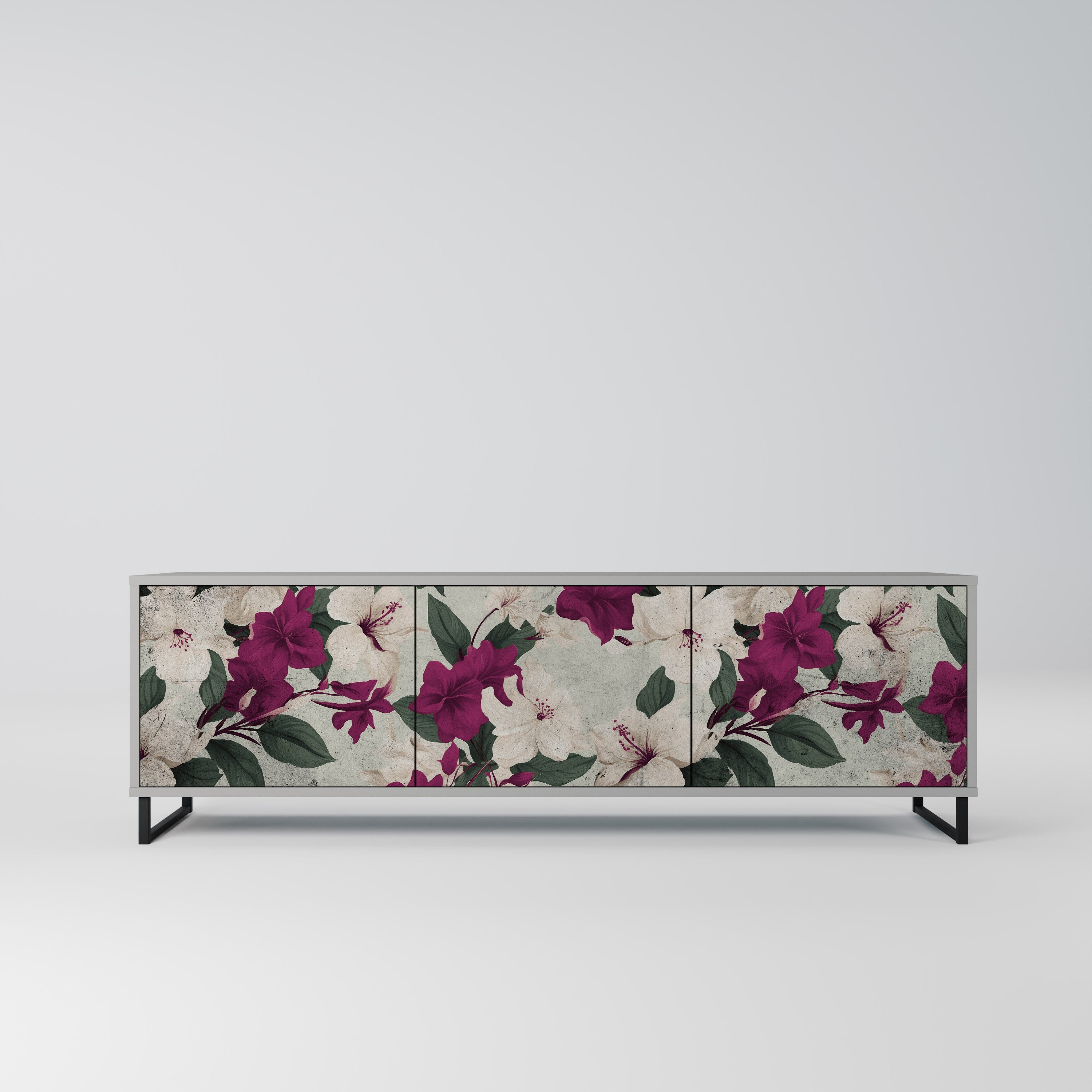 FLOWERET DREAM Móvel de TV com 3 Portas em Acabamento Cinzento