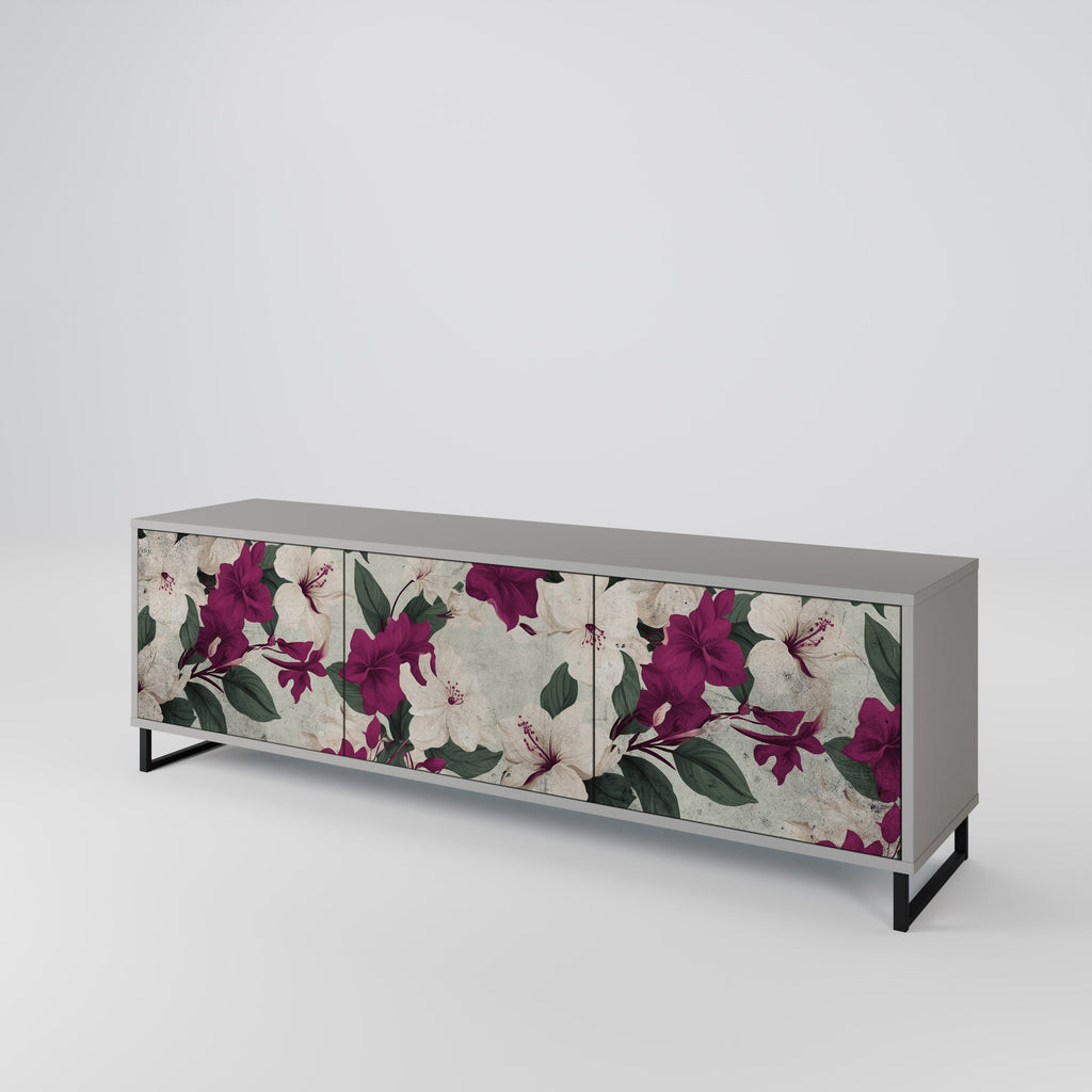 FLOWERET DREAM Móvel de TV com 3 Portas em Acabamento Cinzento