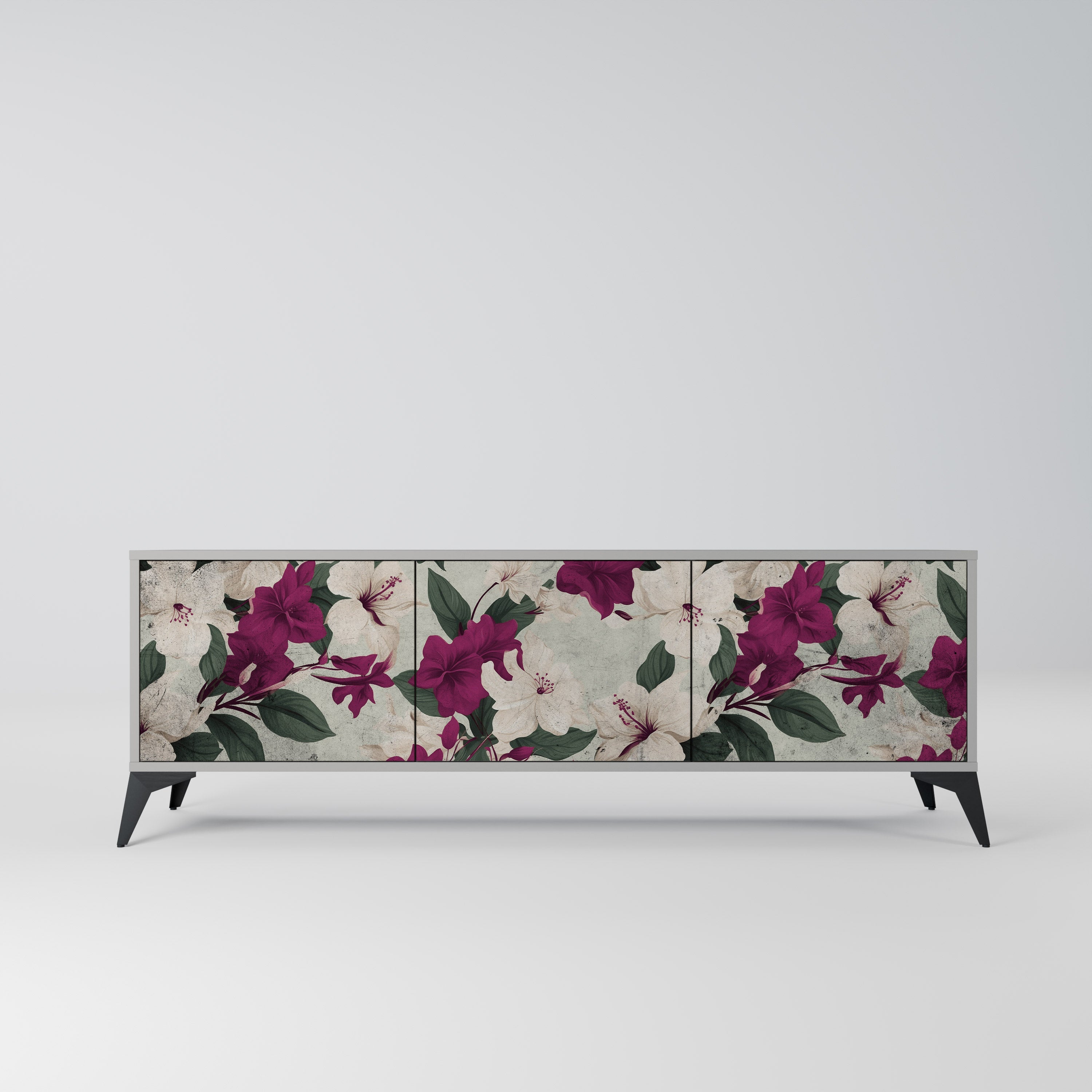 FLOWERET DREAM Móvel de TV com 3 Portas em Acabamento Cinzento