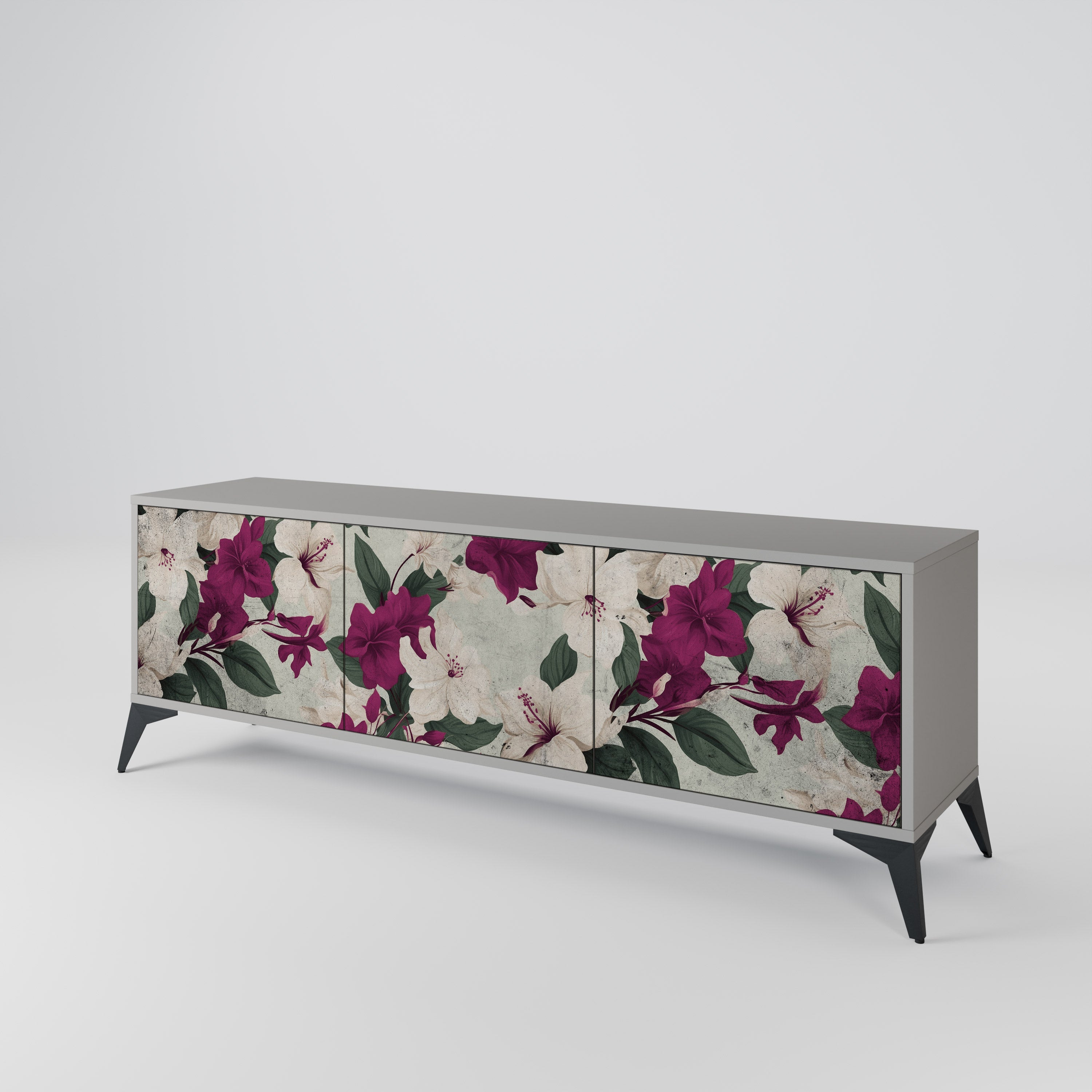 FLOWERET DREAM Móvel de TV com 3 Portas em Acabamento Cinzento