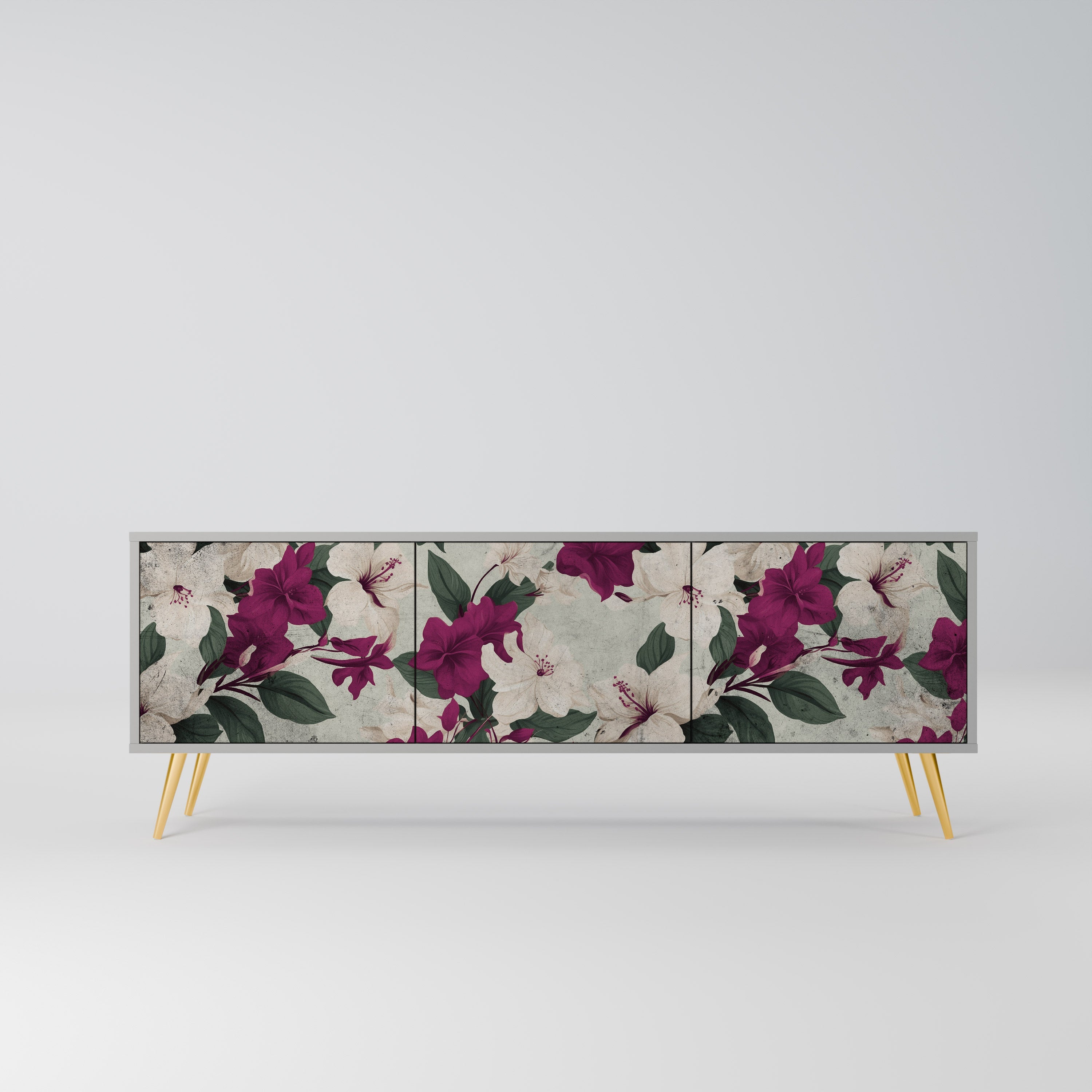 FLOWERET DREAM Móvel de TV com 3 Portas em Acabamento Cinzento