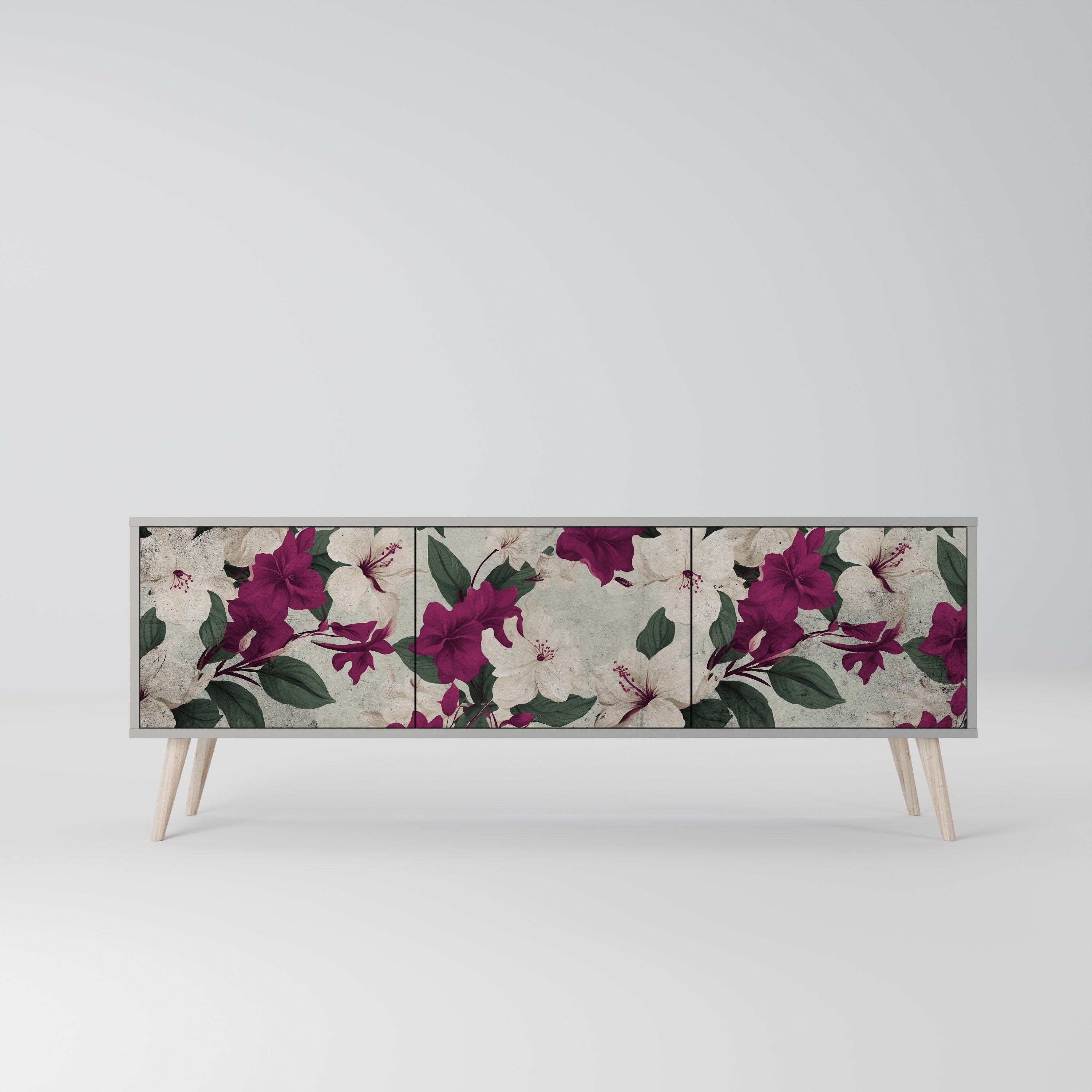 FLOWERET DREAM Móvel de TV com 3 Portas em Acabamento Cinzento