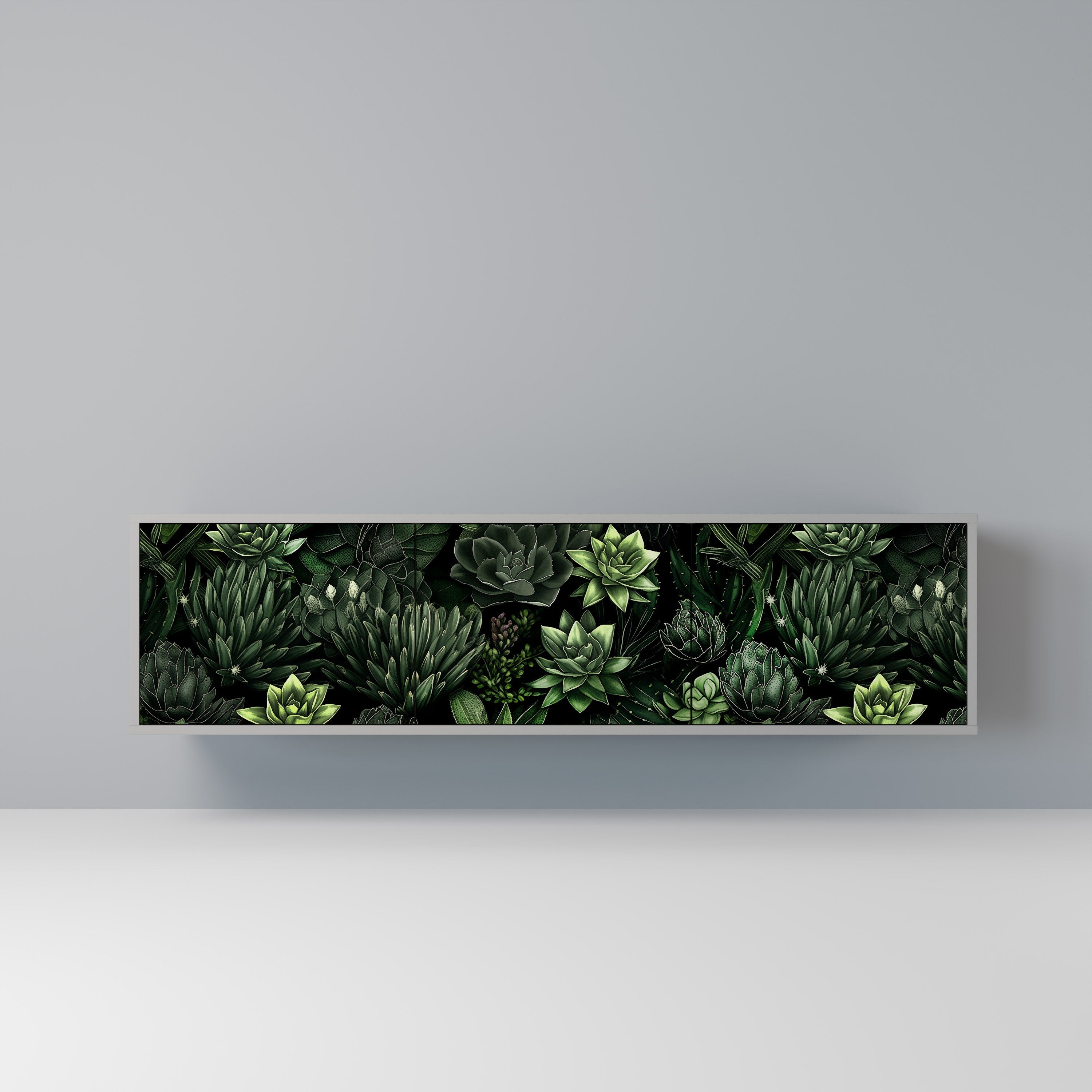SUCCULENT JUNGLE Móvel de TV com 3 Portas em Acabamento Cinzento