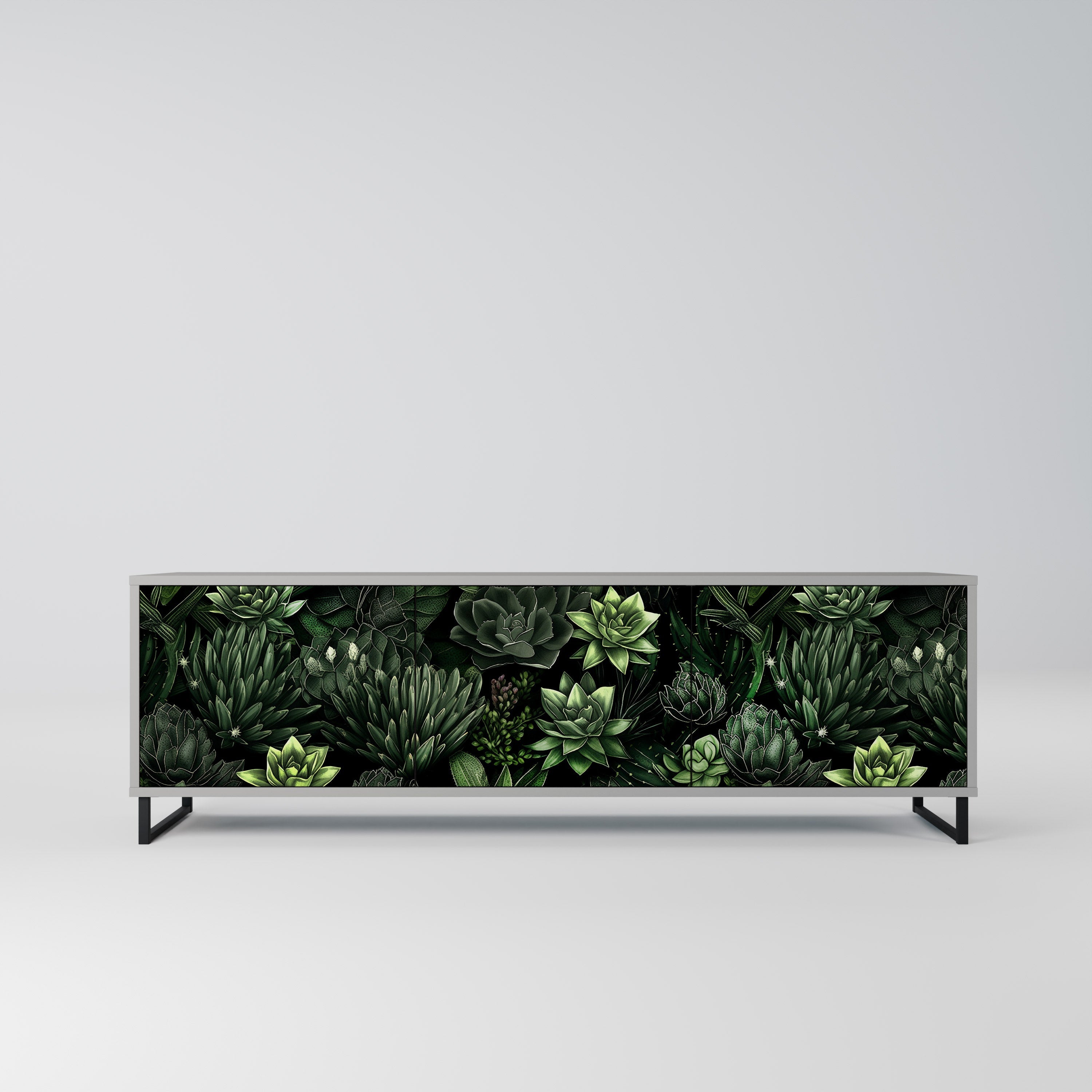 SUCCULENT JUNGLE Móvel de TV com 3 Portas em Acabamento Cinzento