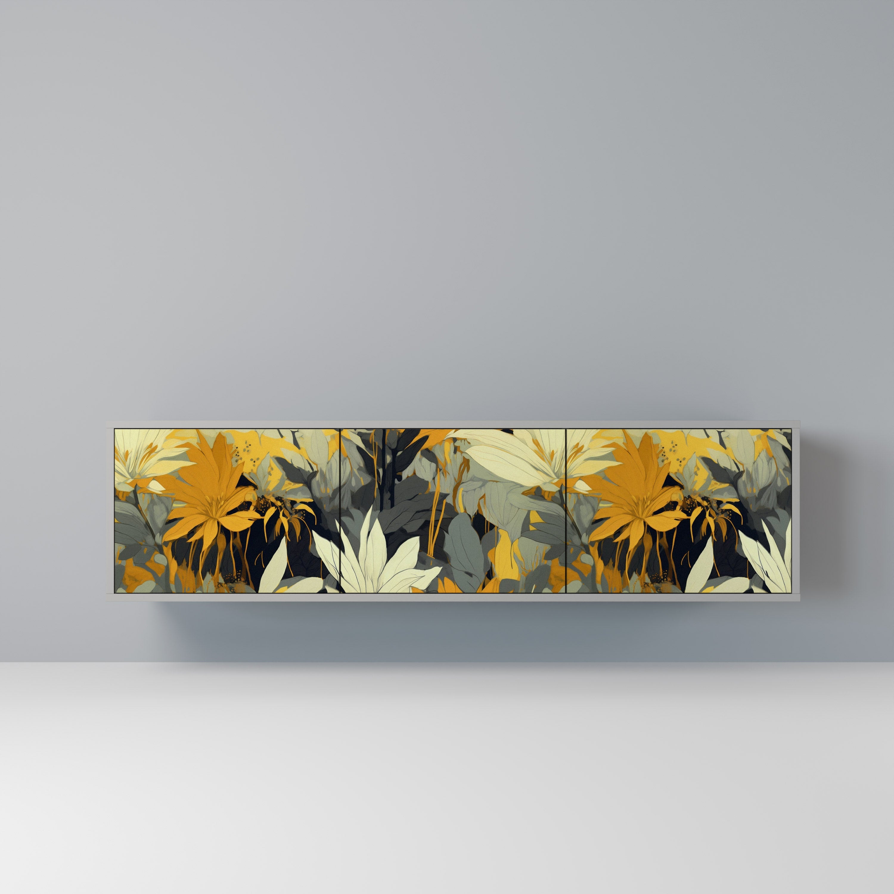 SUNKISSED LILY Móvel de TV com 3 Portas em Acabamento Cinzento