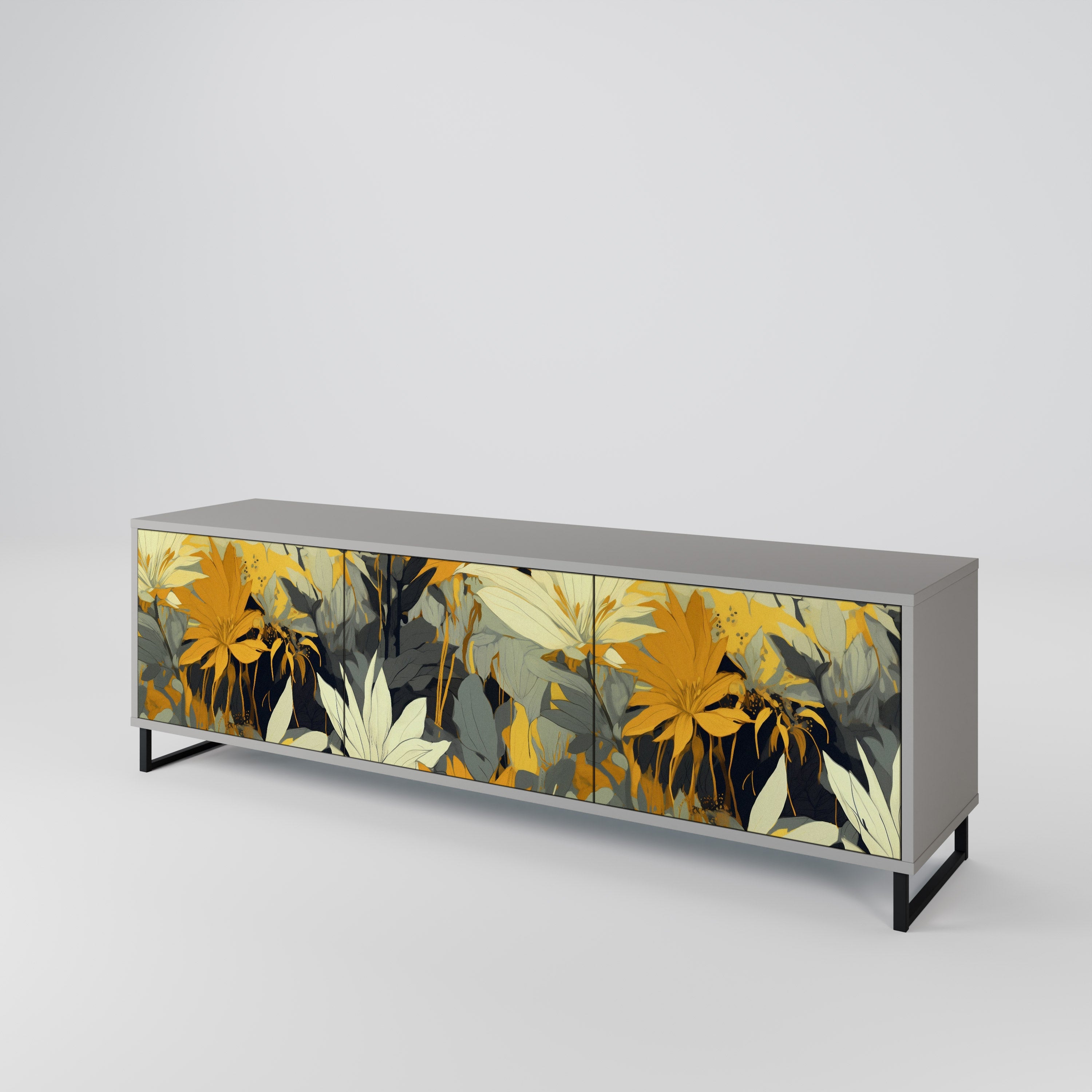 SUNKISSED LILY Móvel de TV com 3 Portas em Acabamento Cinzento