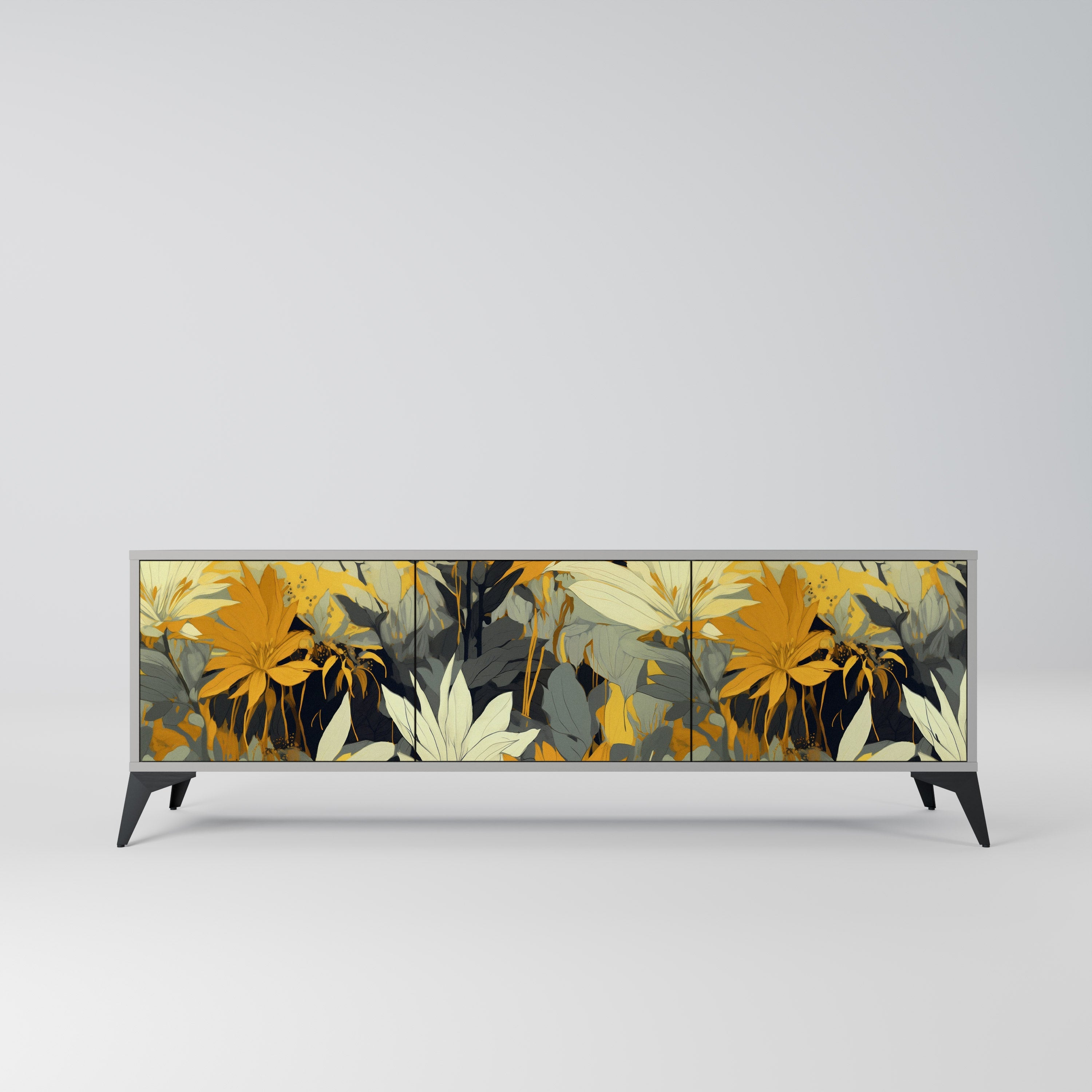 SUNKISSED LILY Móvel de TV com 3 Portas em Acabamento Cinzento